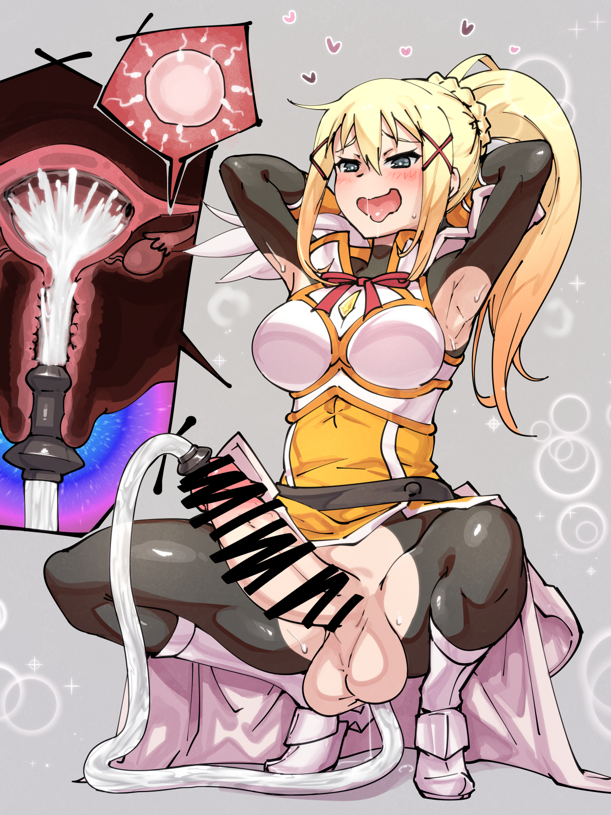 1futa, 2020, 2d, 2d (artwork), 2d artwork, ahe gao, ahegao face, armpit, armpit crease, armpit fetish, armpits, arms behind head, artificial insemination, autoimpregnation, autopenetration, balls, ballsack, bangs, big balls, big cock, big penis, big testicles, blonde hair, blush, blush lines, blushing, breasts, censor bar, censored, censored penis, clothed, clothed futa, clothing, cock, continuous ejaculation, crouching, cum, cum in ovaries, cum in own pussy, cum in pussy, cum in self, cum inside, cum tube, curvaceous, curvy, danchizuma, darkness (konosuba), dick, drool, drool string, drooling, drooling tongue, ejaculating cum, ejaculation, erect penis, erection, exposed, exposed penis, full body, full-package futa, futa only, futanari, genital fluids, genitals, hair between eyes, hair ornament, hands behind head, hands-free, handsfree ejaculation, hi res, highres, huge cock, human, impregnation, internal, internal cumshot, internal vaginal, internal view, intersex, kono subarashii sekai ni shukufuku wo!, large cock, large penis, light skin, light-skinned futa, long hair, looking pleasured, medium breasts, mostly clothed, orgasm, orgasm face, ovaries, parted bangs, penis, penis out, ponytail, pussy, ribbon, saliva, saliva drip, saliva on tongue, saliva string, saliva trail, self impregnation, self penetration, selfcest, smooth balls, smooth penis, smooth skin, solo, solo futa, squatting, straight hair, sweat, sweatdrop, sweating, sweaty, testicles, tetsuwan woopie, thick penis, thick thighs, thighs, tube, urethra, urethral, urethral insertion, urethral penetration, urethral tube, vagina, vaginal, vaginal insertion, vaginal object insertion, vaginal penetration, vaginal sex, womb, x-ray