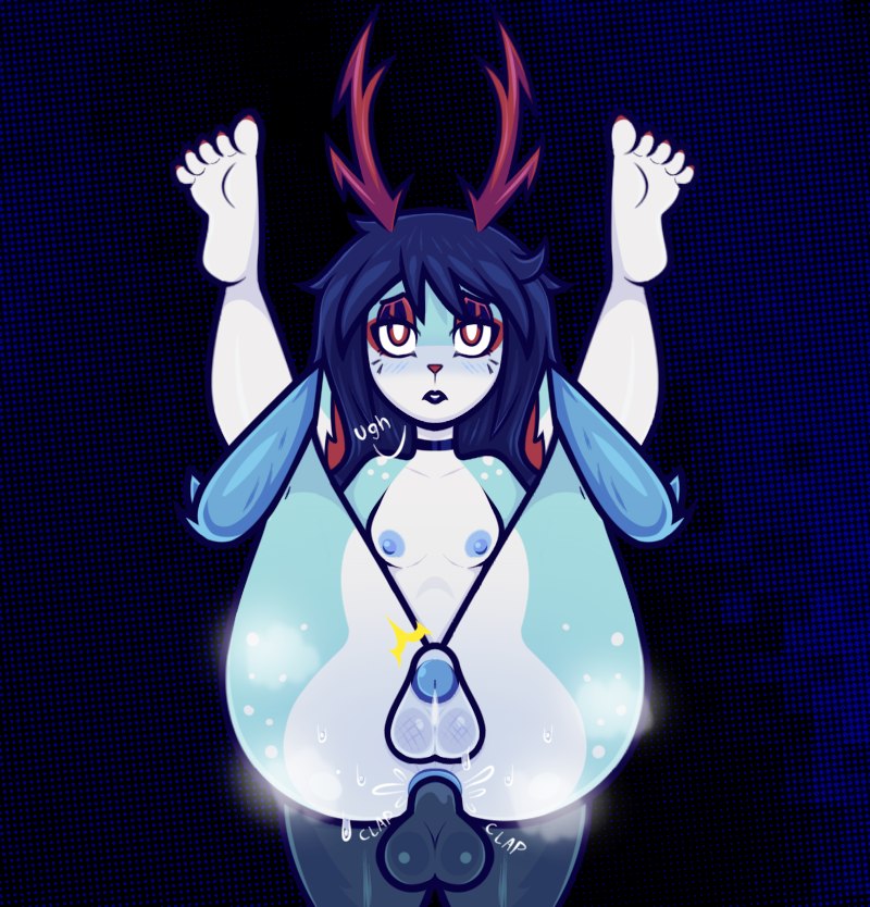 alternative_fashion ambiguous_gender anal anal_orgasm anal_sex anthro antlers ass big_butt blue_body bodily_fluids breasts disgust ejaculation femboy goth hair hands-free horn humanoid jackalope lagomorph long_hair male male/male mammal musk nipples orgasm paws penetration pilosan red_eyes rubber2d sex sloth sweat thick_thighs xenarthran