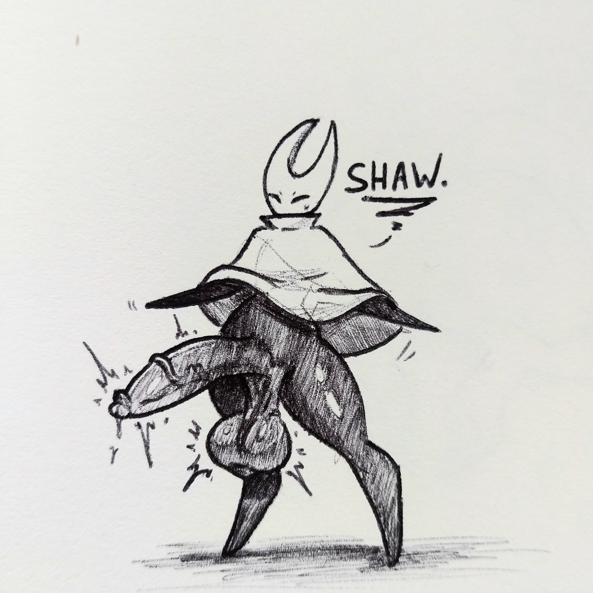 2 horns, 2025, arthropod, baguetteartt, balls, big balls, big penis, biped, black body, black eyes, black text, clothing, dialogue, english text, ftm crossgender, futa only, futanari, genderswap, genderswap (ftm), genitals, glans, hi res, hollow knight, horn, hornet (hollow knight), hornibaguette, huge balls, huge cock, humanoid genitalia, humanoid penis, hyper, hyper balls, hyper genitalia, hyper penis, intersex, motion lines, penis, rule 63, simple background, solo, standing, team cherry, text, vein, veiny penis