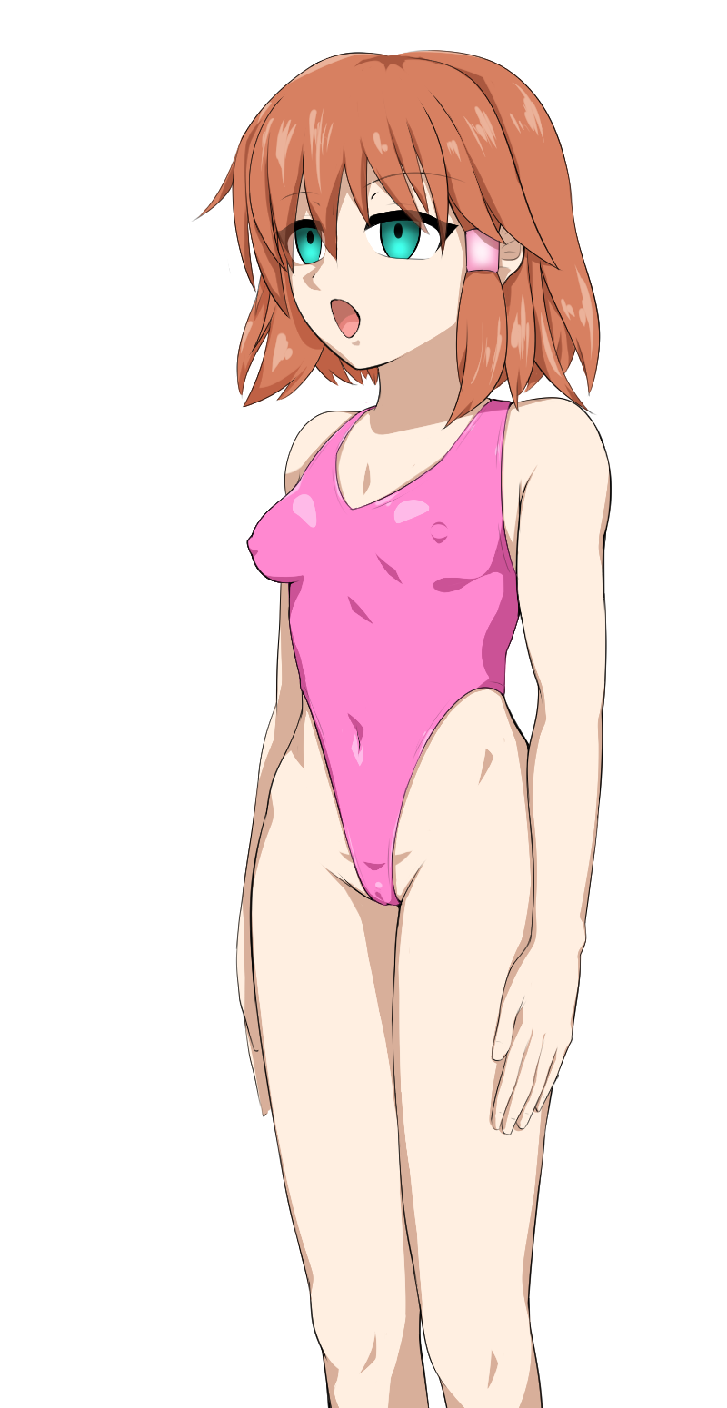 1girls alternate_costume bare_legs breasts brown_hair covered_nipples empty_eyes female female_only femsub fire_emblem fire_emblem:_path_of_radiance green_eyes legs mind_control mist_(fire_emblem) nintendo one-piece_swimsuit open_mouth partially_visible_vulva pink_one-piece_swimsuit pink_swimsuit quarter_(quarter_r18) short_hair small_breasts solo swimsuit white_background