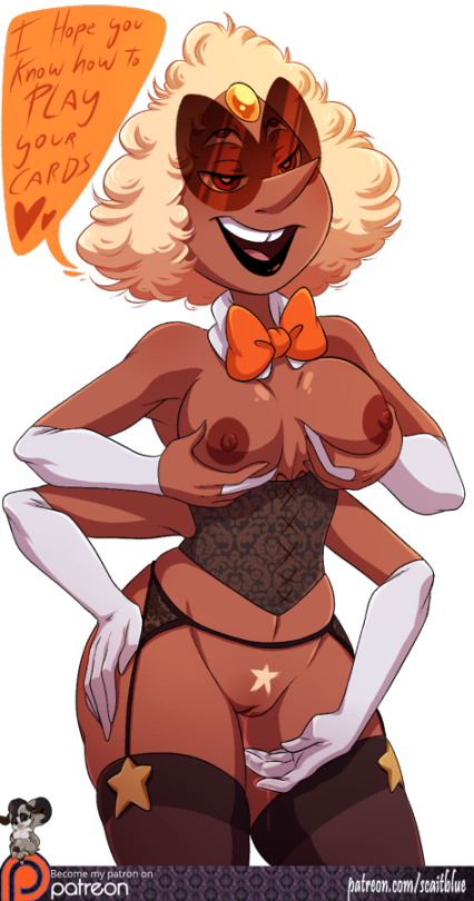 1girls 2girls 3girls breasts cartoon_network female female_only garter_belt gem_(species) gem_fusion multiple_girls nipples pubic_hair pussy sardonyx_(steven_universe) scaitblue solo star-shaped_pubic_hair steven_universe thighhighs