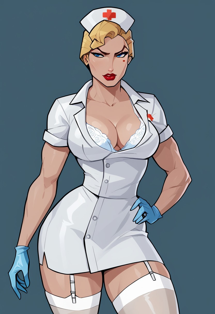 1female 1girls 1woman ai_generated ai_hands athletic_female atlantis:_the_lost_empire big_breasts blonde blonde_female blonde_hair blonde_hair_female blue_eyes blue_eyes_female bra bra_exposed bra_peek bra_visible breasts busty civitai cleavage clothed clothing color disney disney_villains exposed_bra female female_focus female_only garter_straps gloves hair_up hand_on_hip helga_katrina_sinclair helga_sinclair hips hourglass_figure human_only jimojo latex_gloves miniskirt narrow_waist nurse nurse_cap nurse_uniform only_female only_human pony_diffusion_xl red_lipstick sexy_pose short_gloves short_skirt short_sleeves skimpy sleeves_rolled_up solo solo_female solo_focus stockings thighhighs villainess visible_bra white_bra white_stockings young_female young_woman