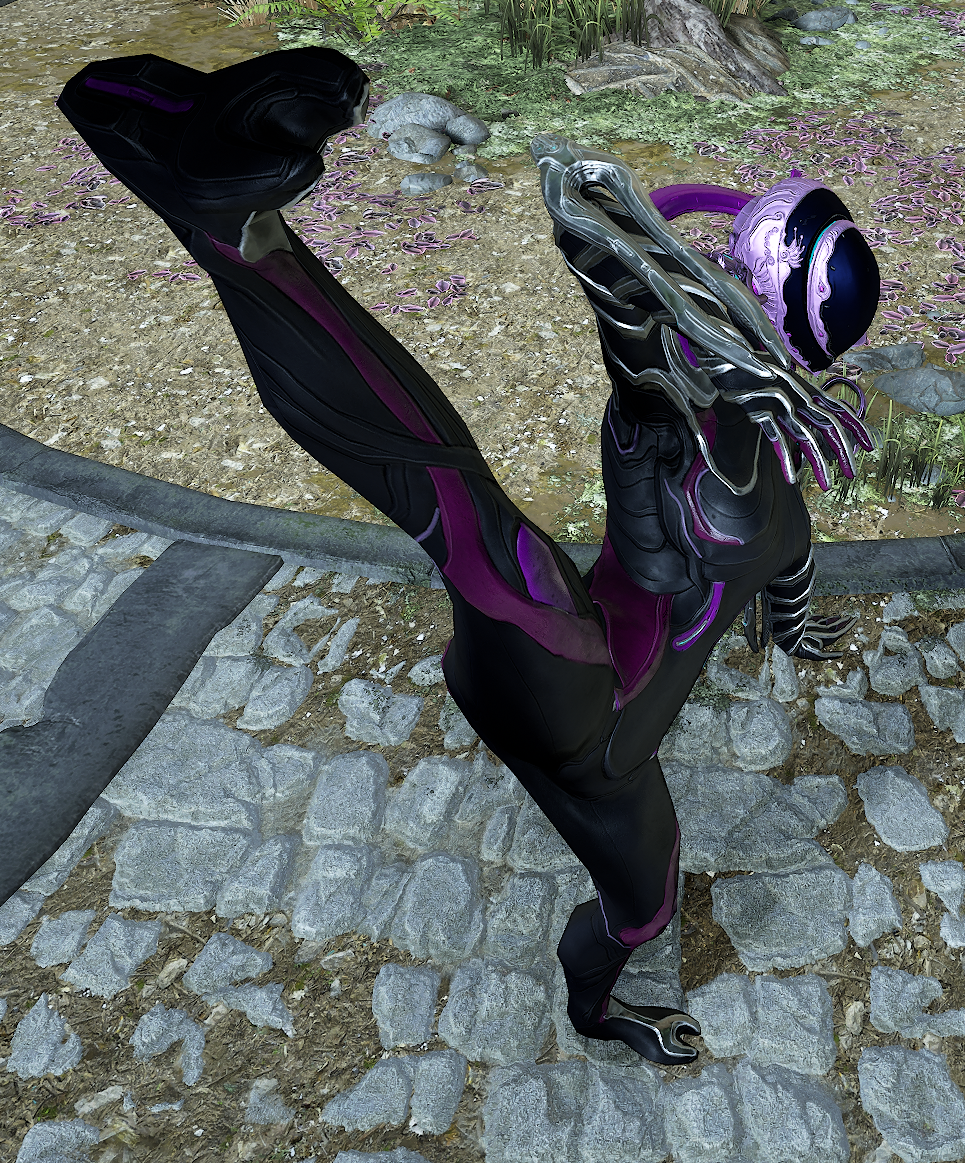 feet feet_focus female mag_(warframe) screencap stretching warframe