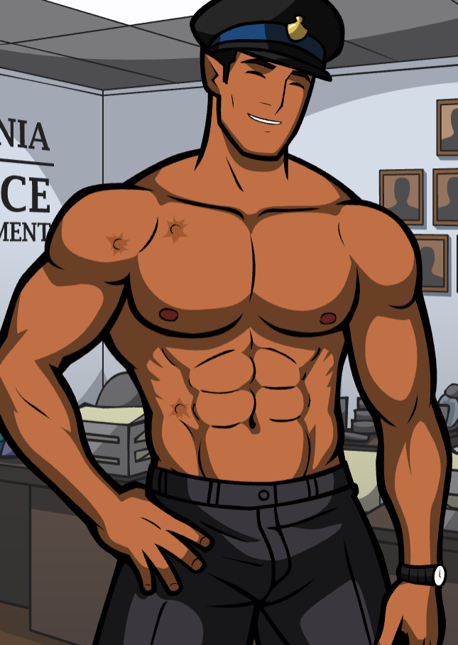 bara brown_skin bulge monthly_manful policeman shirtless solo_male