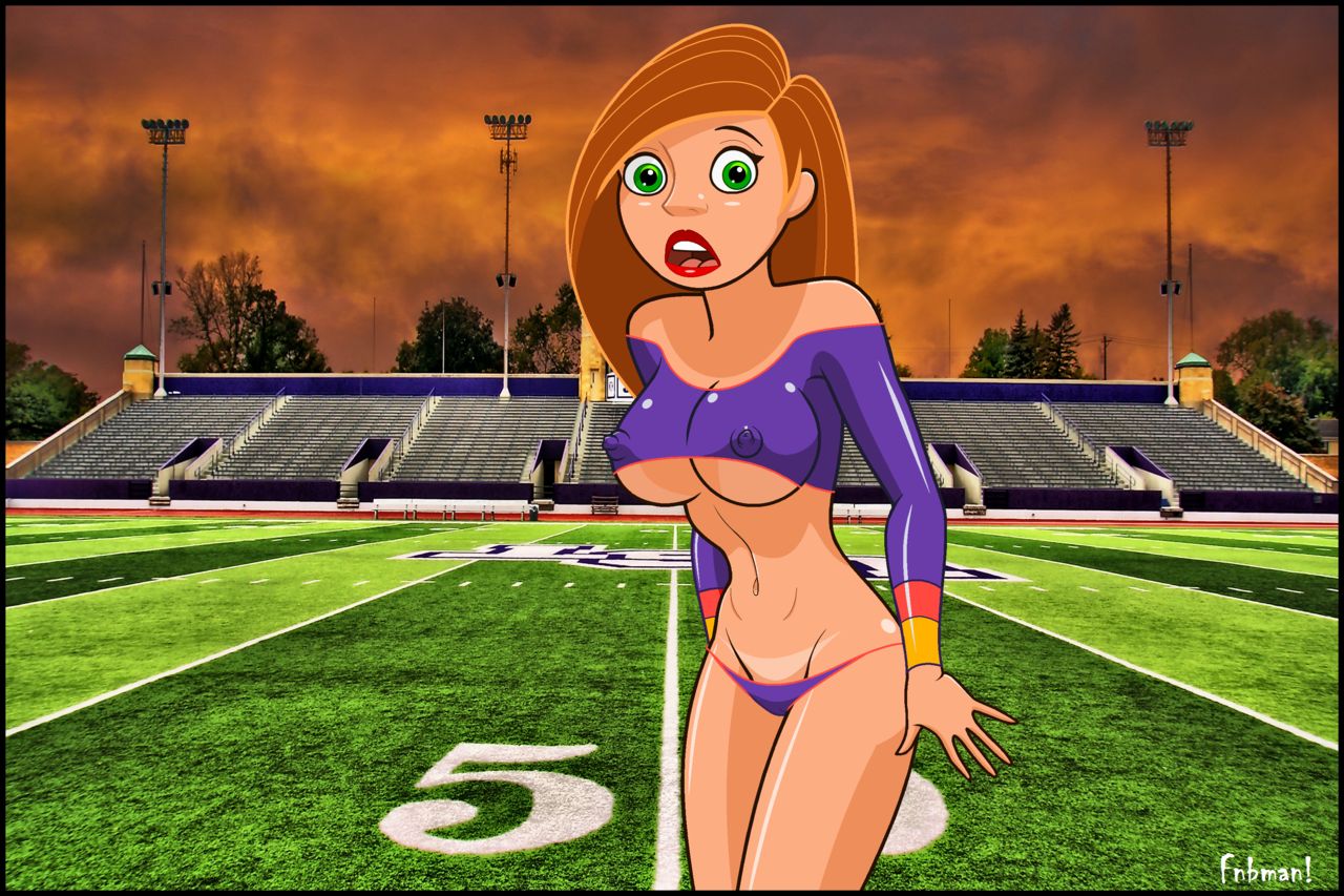 1girls aged_up artist_name bare_shoulders big_breasts busty cheerleader cleavage curvy detailed_background disney erect_nipple erect_nipples eyeliner female female_only fnbman front_view grass green_eyes hourglass_figure human kim_possible kimberly_ann_possible large_breasts latex lipstick long_hair looking_at_viewer makeup midriff night nipple_bulge older open_mouth orange_hair outdoor outdoors outside red_lipstick sand shiny shiny_skin solo stadium standing surprise surprised tan tan_skin tanlines tanned teenage text tree underboob voluptuous wide_hips