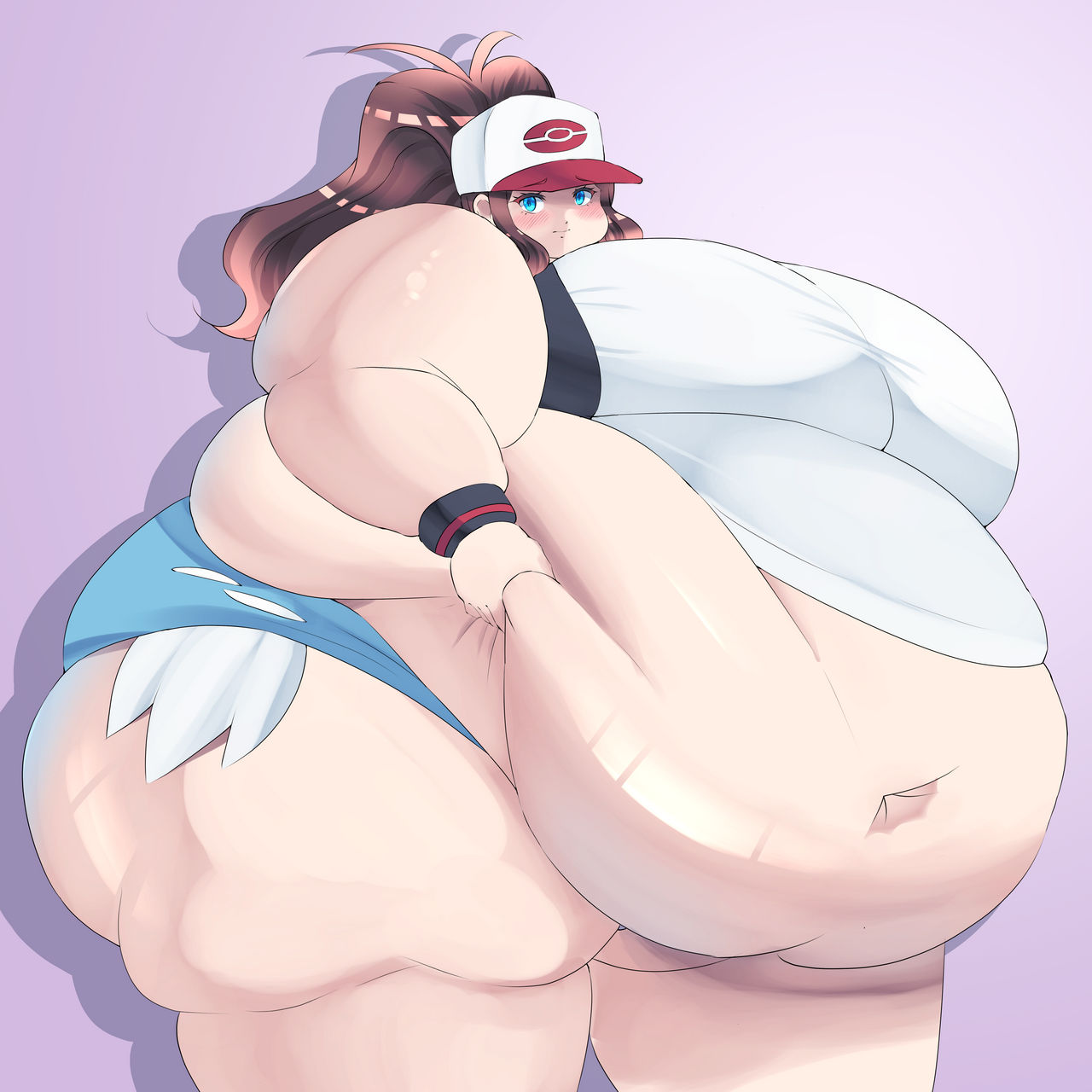 ashenwolf55 ass bbw belly belly_button belly_grab big_belly big_breasts big_butt brown_hair fat_belly fat_fetish female female_focus female_only girl hilda_(pokemon) huge_belly large_belly large_breasts large_butt pokemon ssbbw thunder_thighs ussbbw weight_gain