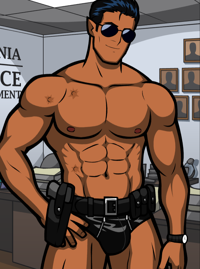 bara brown_skin bulge monthly_manful policeman shirtless solo_male