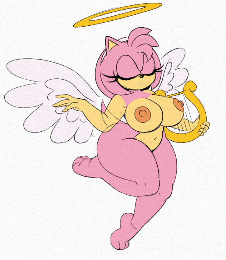 amy_rose angel big_ass big_breasts big_thighs omegasunburst sonic_(series) wings