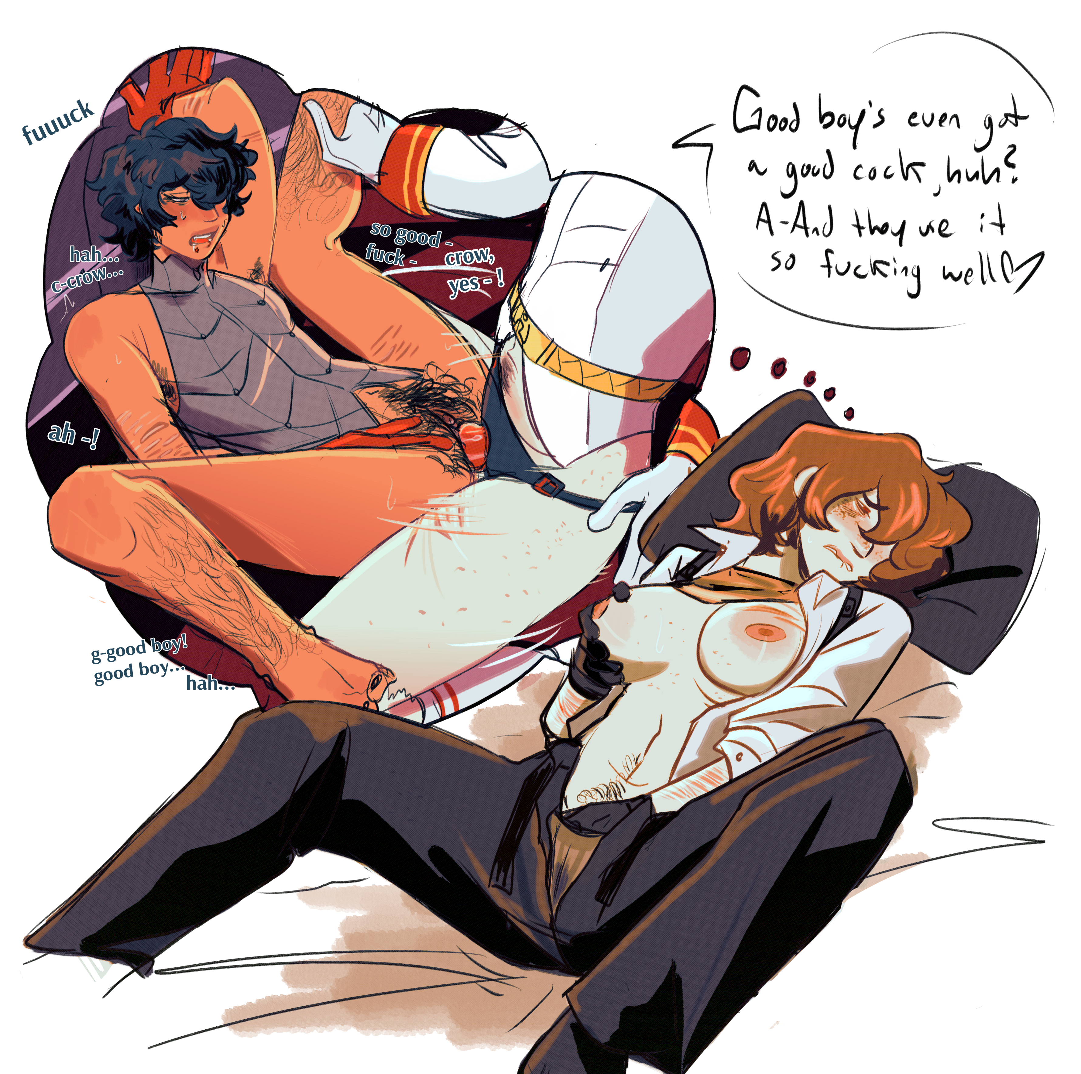 1cuntboy, 1girls, akira kurusu, breasts, cuntboy, fantasizing, female, female on cuntboy, genderswap, genderswap (mtf), goro akechi, groping own breast, intersex, joker (persona), liveleaksakc, masturbating, masturbating under clothing, partially clothed, pegging, persona 5, persona 5 royal, ren amamiya, rule 63, self harm scars, strap-on, strapon, transmasc