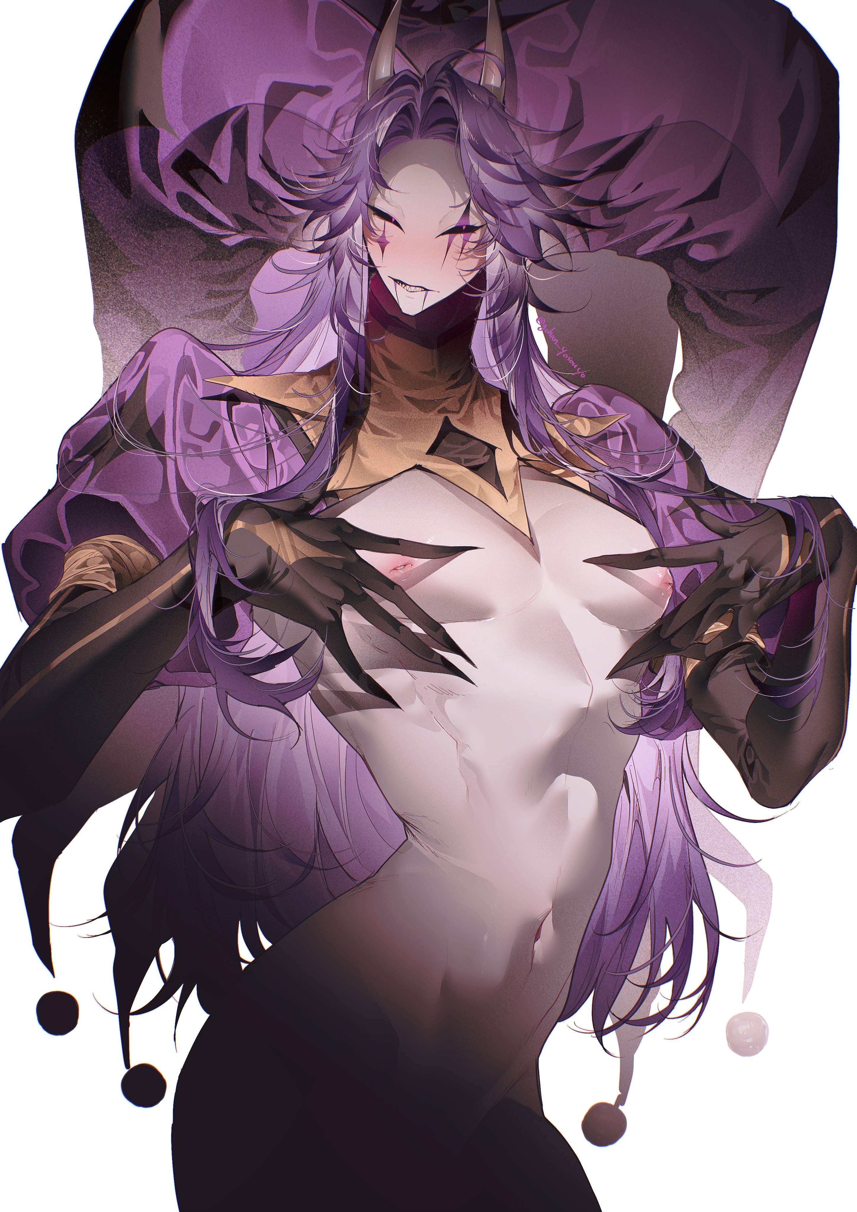 1boy, gohan yosouyo, jester (the freak circus), long hair, male only, skinny, solo, tagme, the freak circus