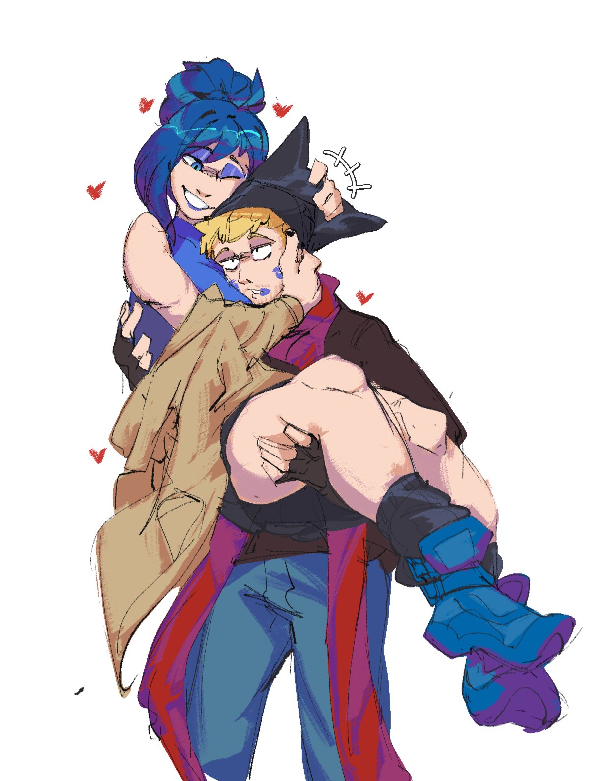 1boy, 1girls, accessory swap, female, fortnite, fortnite: battle royale, hat, hearts, hope (fortnite), jonesy (fortnite), male, outfit swap, romantic, sfw, thighs, wholesome