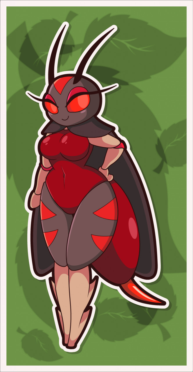 anthro bug bug_fables red_body smile smirk thick_thighs thighs thisnameistaken