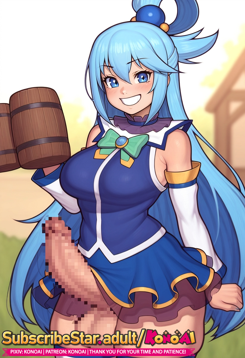 1futa 1girls ai_generated aqua_(konosuba) blush breasts buldge cowboy_shot cum cum_drip drink from_front_position futa_focus futa_only futanari holding_object huge_balls huge_breasts huge_cock huge_testicles huge_thighs kono_subarashii_sekai_ni_shukufuku_wo! konoai legs legs_together long_hair mug penis penis_out precum presenting_penis solo solo_female solo_focus solo_futa testicles