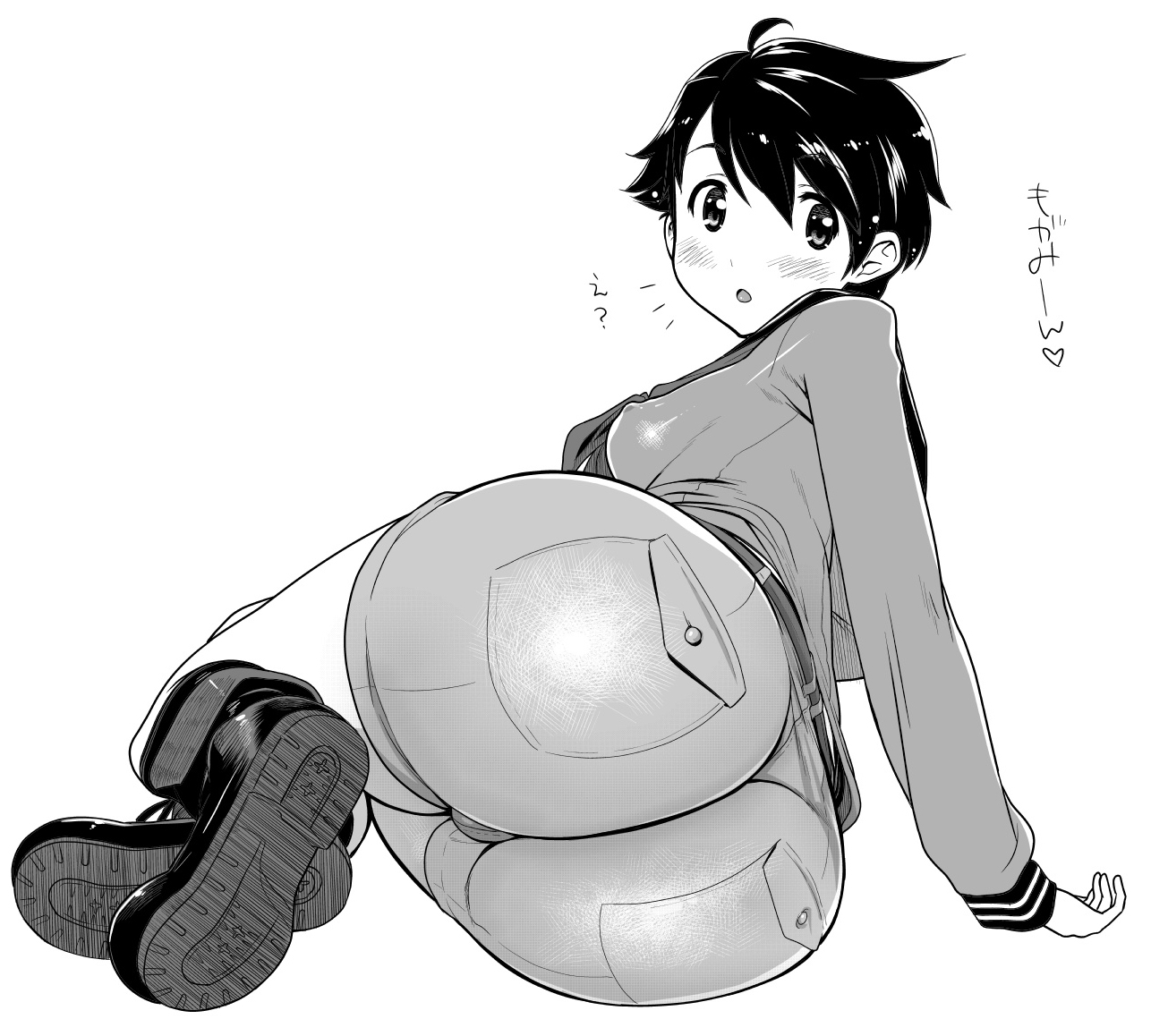 ass, big ass, clothed, female, jeans, kantai collection, mogami (kantai collection), short hair, tomboy, very short hair