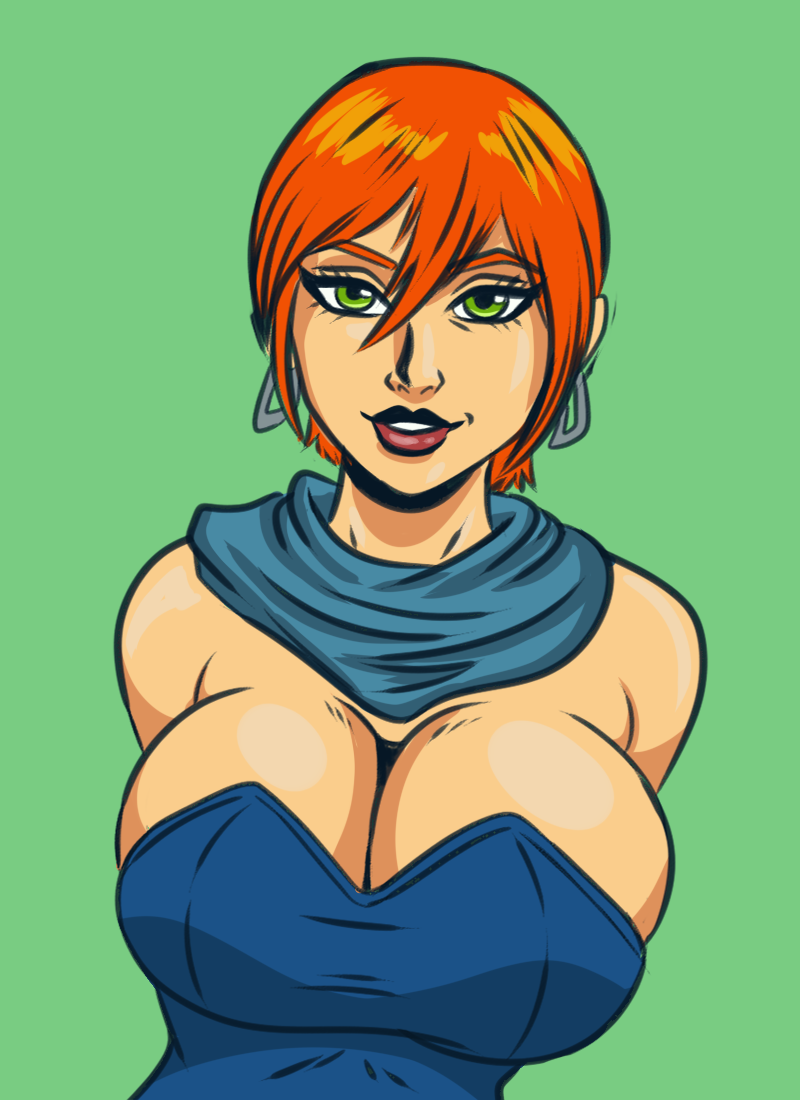 1girls artist_request ben_10 ben_10_(classic) big_breasts cartoon_network earrings female female_only future_gwen future_gwen_(ben_10,000) green_eyes gwen_tennyson huge_breasts large_breasts mature mature_female milf red_hair solo