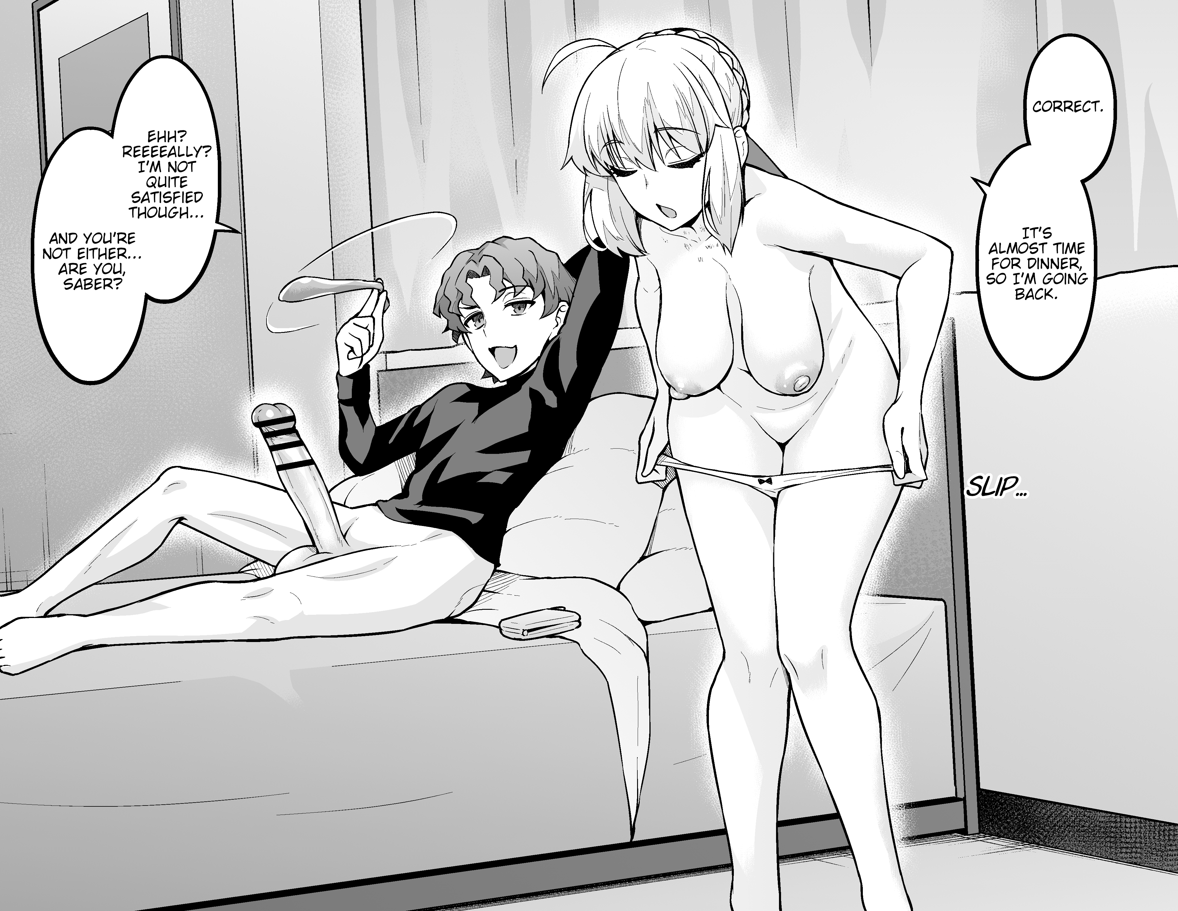 1boy, 1girls, after sex, after vaginal, ahoge, ankoman, artoria pendragon, artoria pendragon (fate), ass, bed, big ass, big breasts, big butt, big penis, blonde hair, blue hair, bottomless, breasts, cheating, cheating (relationship), cheating female, cheating girlfriend, collarbone, completely nude, condom, cuckold, cuckolding, cum on breasts, english commentary, fate (series), fate/stay night, female, hair down, holding phone, huge ass, huge breasts, huge butt, huge penis, huge thighs, large ass, large breasts, large butt, large penis, light blush, long hair, long penis, male, matou shinji, navel, netorare, nipples, ntr, nude, penis, pussy, ribbon, saber, saber (fate), short hair, small but hung, smile, steaming body, straight, used condom
