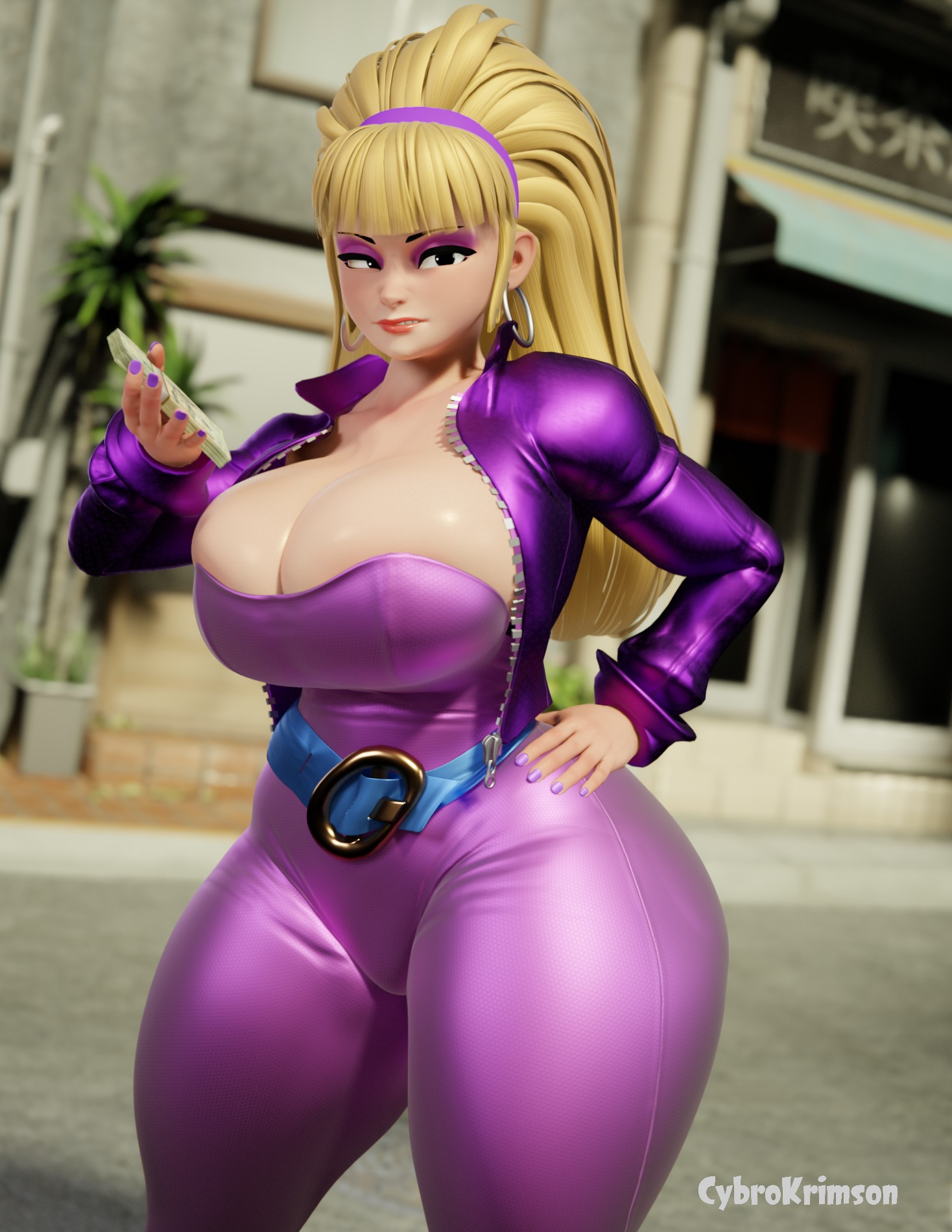 3d, ass, big ass, big breasts, blender, blonde hair, breasts, clothed, cybrokrimson, female, gravity falls, implied prostitution, pacifica northwest, pacifica northwest (scrag boy), prostitution, thick ass, thick hips, thick legs, thick thighs, waist belt, wide hips
