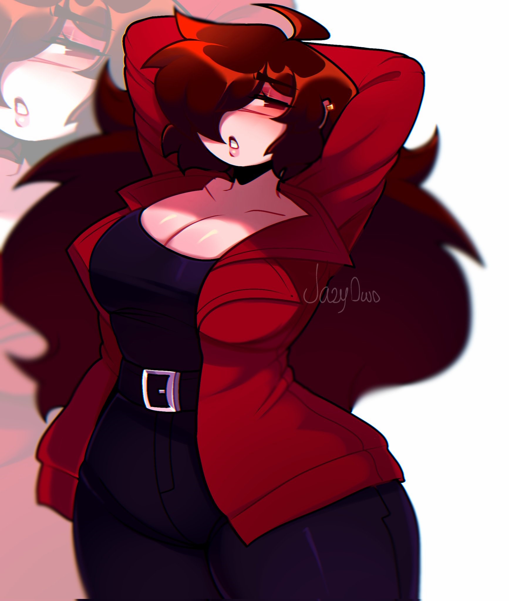 auburn hair, female, friday night funkin, friday night funkin mod, girlfriend (friday night funkin), jazyowo, trepidation gf (friday night funkin)