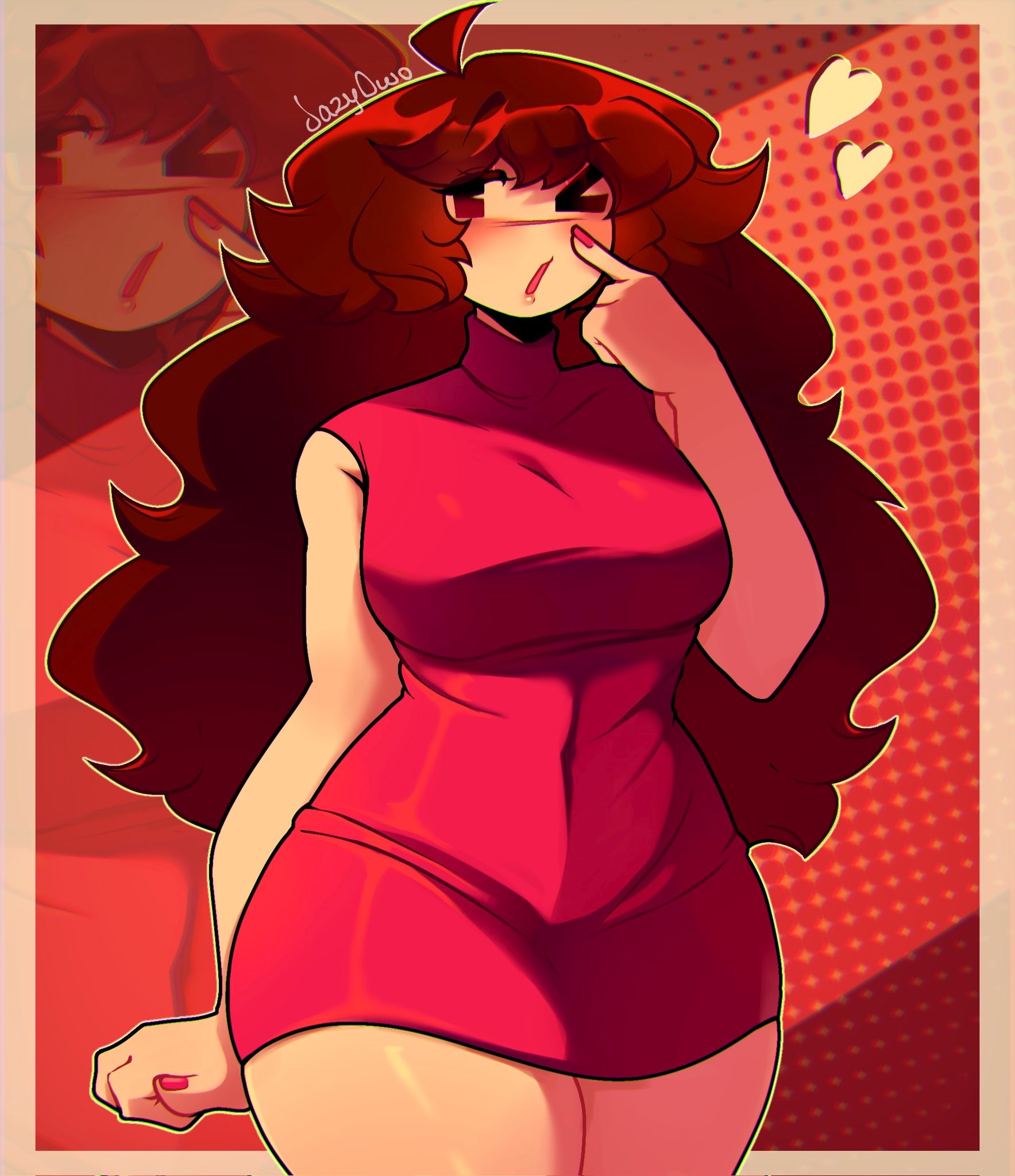auburn hair, female, friday night funkin, girlfriend (friday night funkin), jazyowo