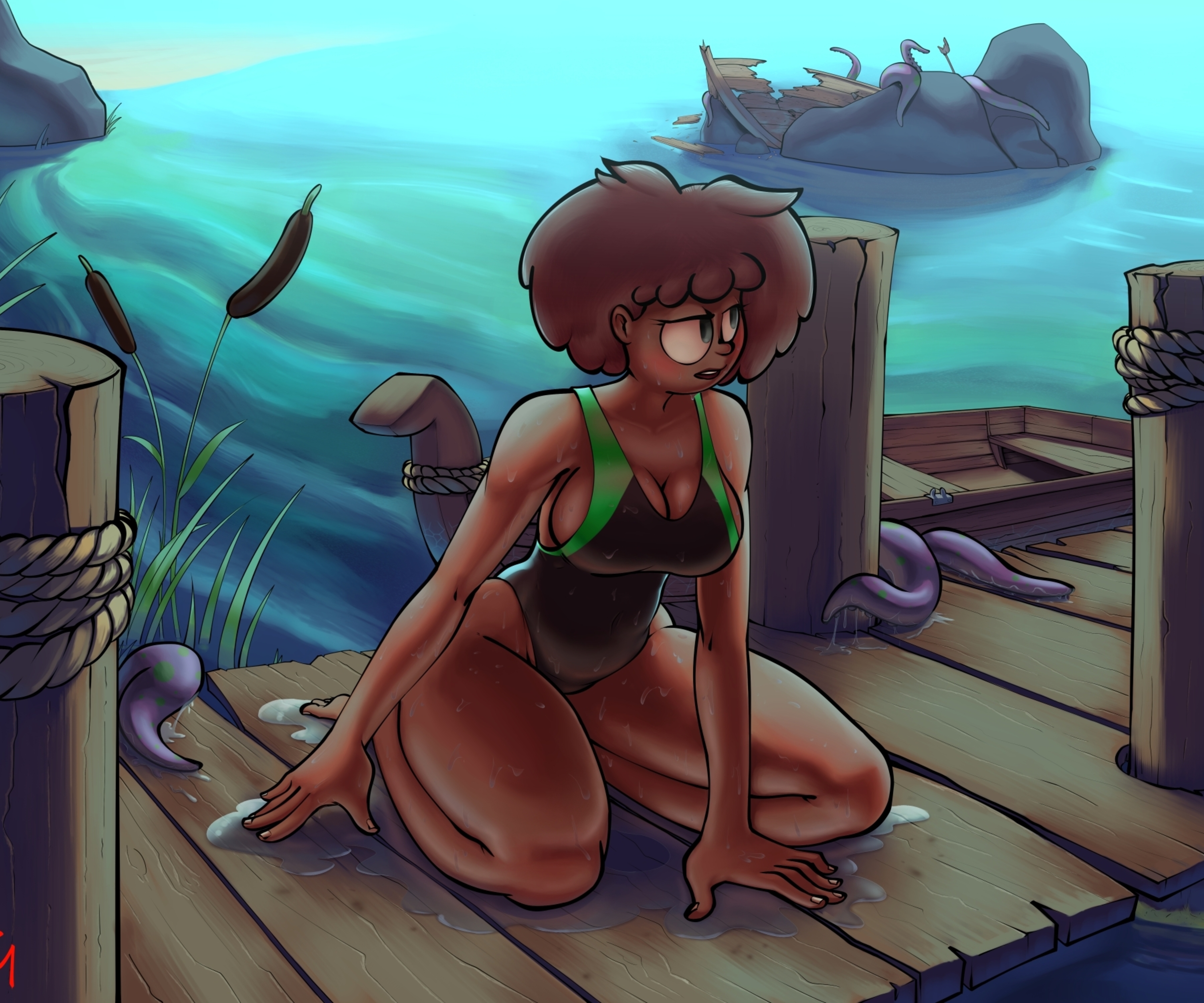 1girls, aged up, amphibia, anne boonchuy, ass, disney, female, female focus, female only, resized, swimsuit, tagme, thick ass, thick thighs, thingshappen