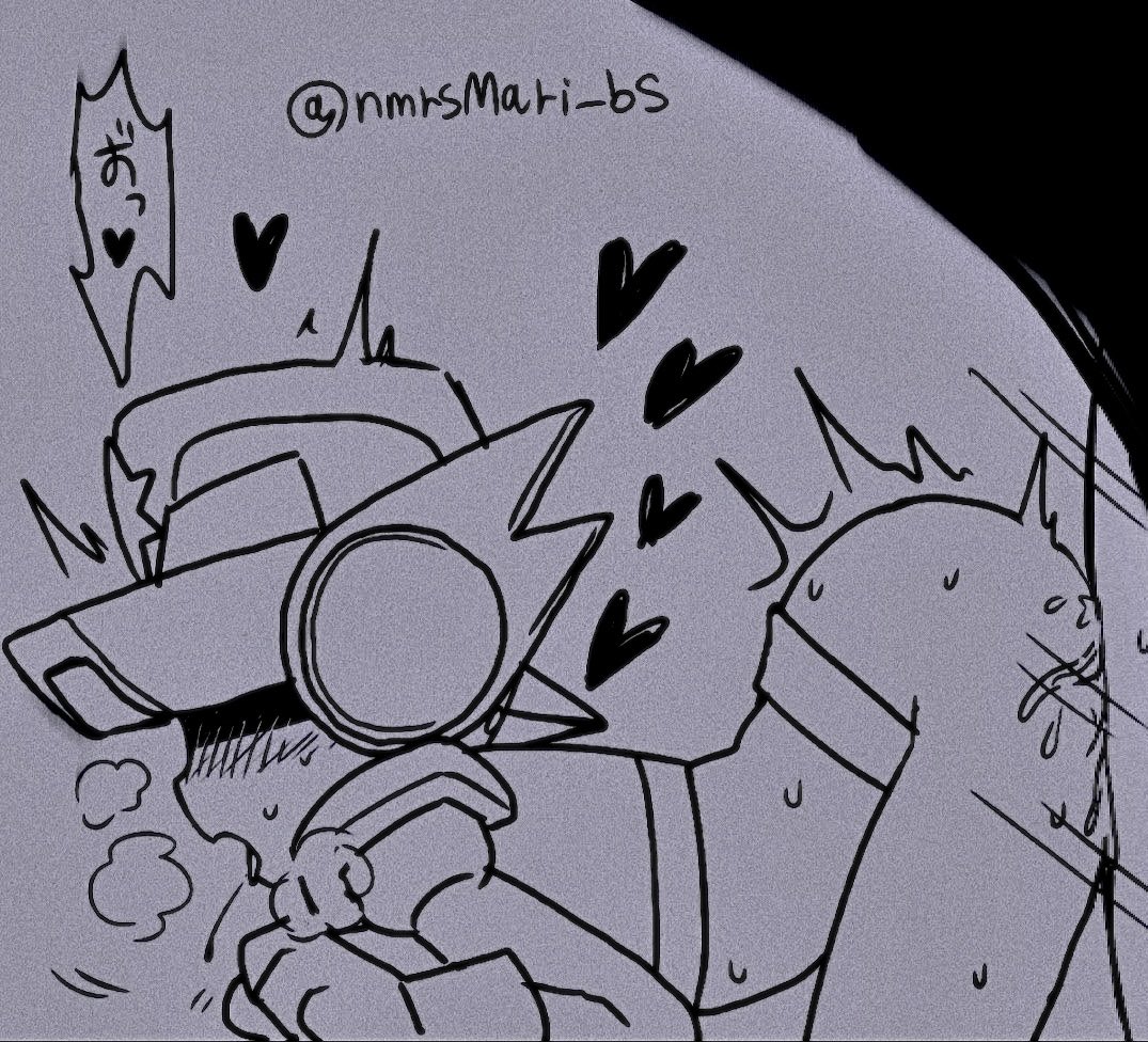 2d, brawl stars, cop, cum, cum inside, from behind, heart symbol, japanese, japanese text, lawrie (brawl stars), male, male only, nmrsmari, robot, robot boy, sex, sketch, uncolored