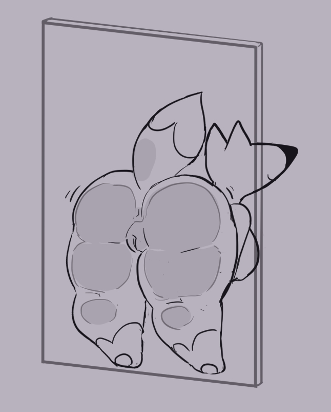 against_surface anthro anus ass ass_on_glass breasts canid canine diane_gram female fox genitals glass grey_background mammal nude on_glass on_glass_surface onetiredbear presenting presenting_hindquarters pussy side_boob simple_background smile solo thick_thighs wide_hips