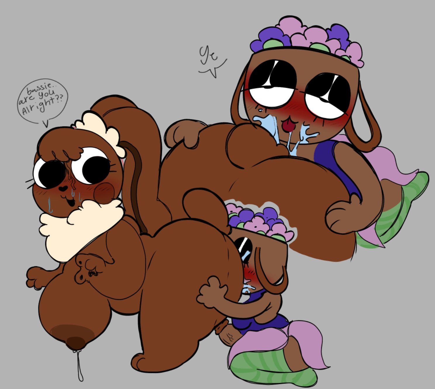1futa, 1girls, ass, bassie (dandy's world), big ass, big breasts, breasts, cocoa (dandy's world), dandy's world, female, futanari, intersex, missfurbottom, rimming, rimming female, roblox