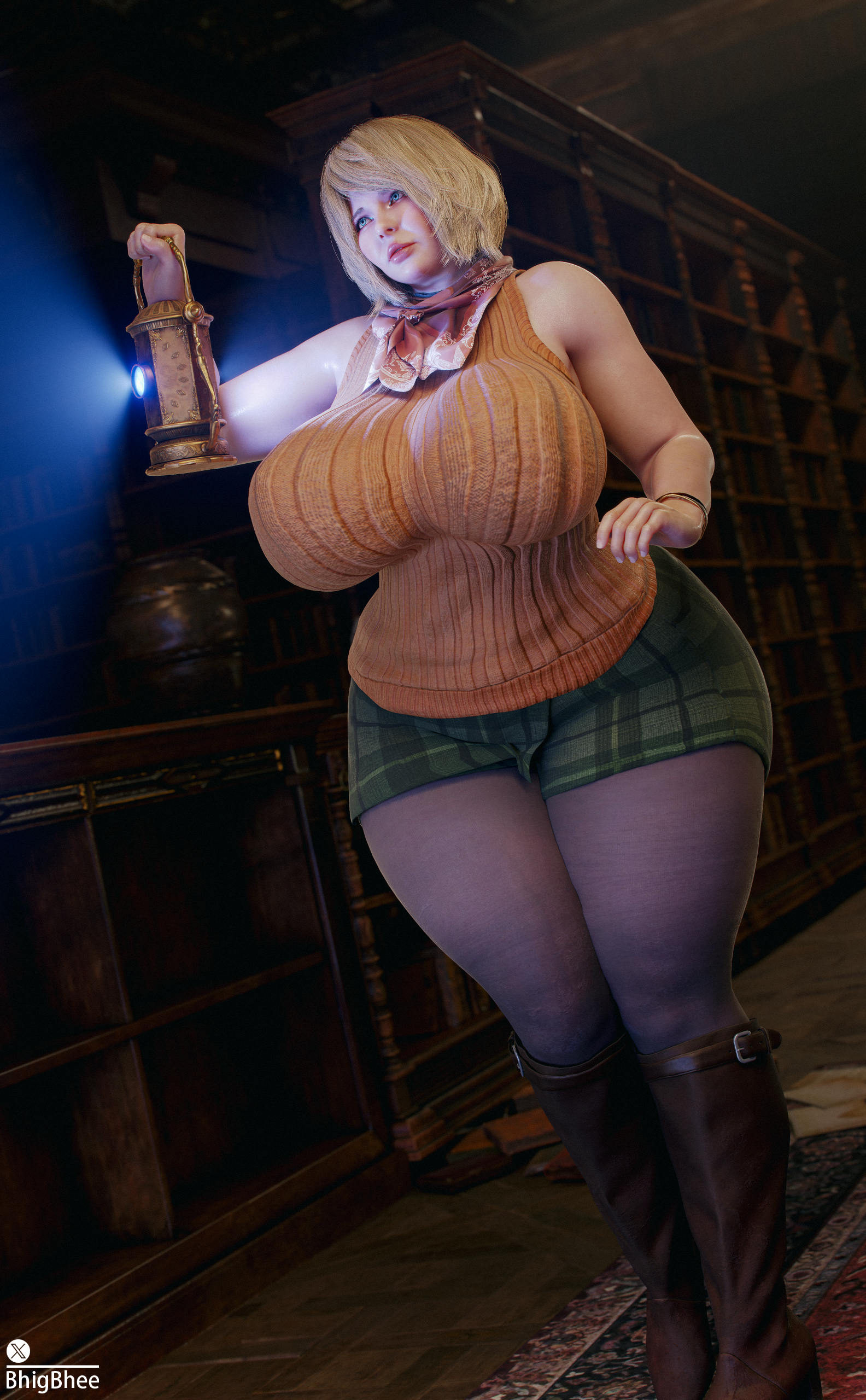 1girls, 3d, ashley graham, bhigbhee, big breasts, breasts, breasts bigger than head, chubby, female, huge breasts, resident evil, resident evil 4, thick thighs