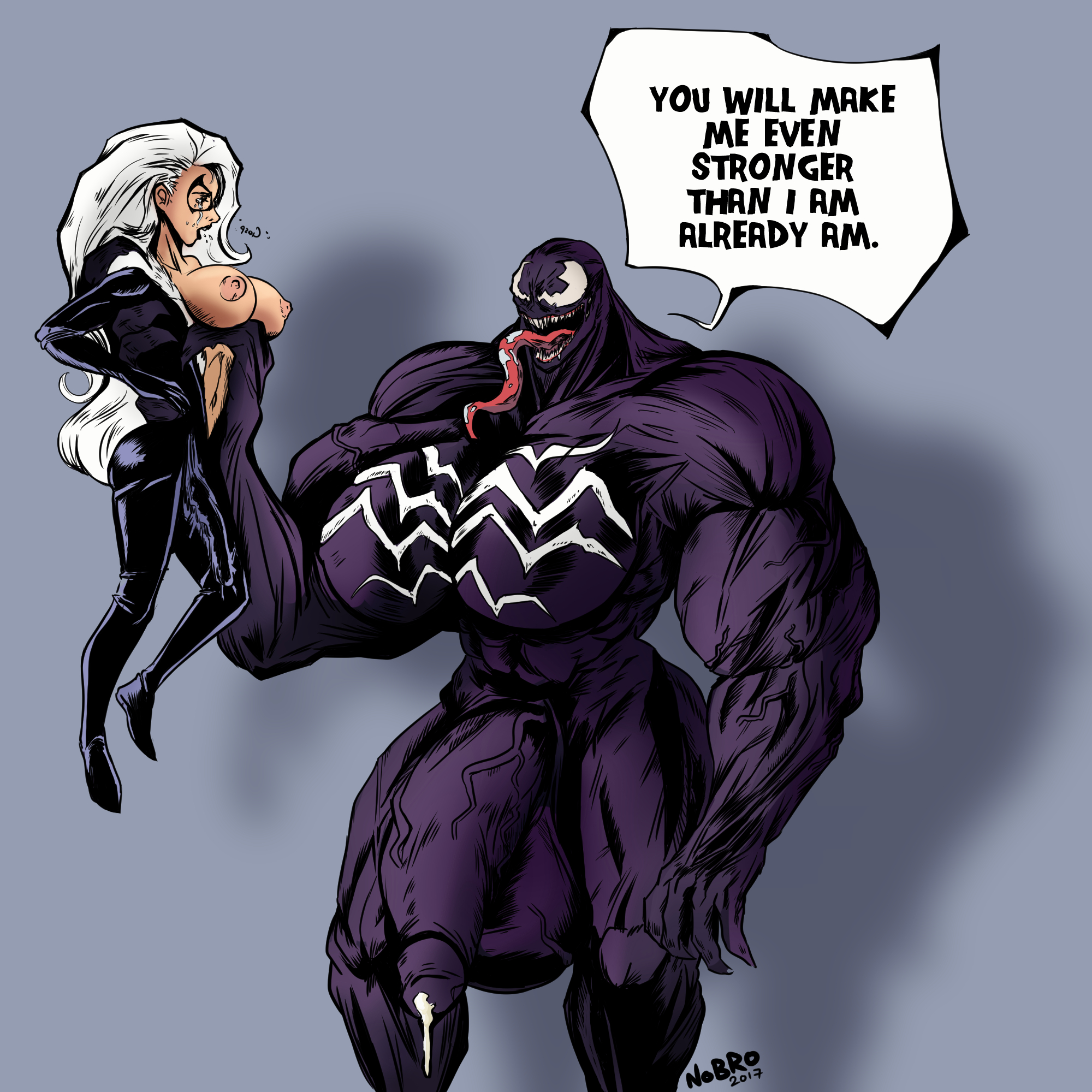1futa, 1girls, 2017, balls, big balls, big breasts, big dom small sub, big penis, black cat (marvel), bodysuit, breasts, claws, cleavage, cum, dickgirl, digital media (artwork), english text, fangs, felicia hardy, feline, female, futa on female, futa with female, futanari, gigantic breasts, huge balls, huge breasts, huge cock, hyper, hyper breasts, intersex, interspecies, large breasts, larger futa, legs, long hair, long tongue, marvel, marvel comics, mary jane watson, midriff, multiple females, multiple girls, muscles, muscular, muscular futa, nipples, nobro, open mouth, penis, precum, sharp teeth, she-venom, silver hair, simple background, size difference, smaller female, spider-man (series), spread legs, straight hair, symbiote, teeth, testicles, text, thick penis, thick thighs, thighs, toes, tongue, tongue out, venom (marvel), voluptuous, white hair, wide hips