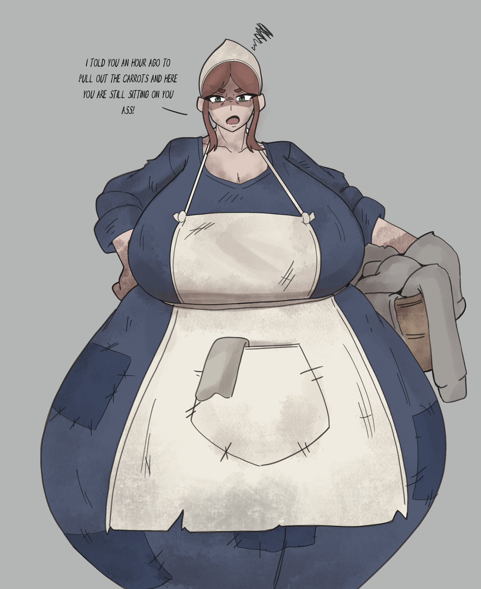 1female, 1girls, big breasts, breasts, female, fiffer, peasant, peasant woman, solo female, tagme, text