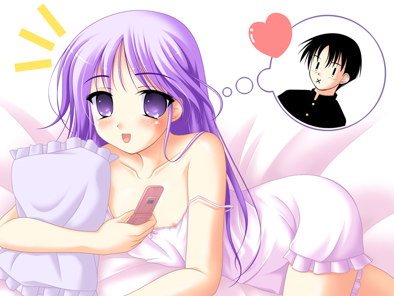 2boys arched_back blush crossdressing down_blouse femboy gay girly happiness happiness! jun jun_watarase kakesu male_only nipple_slip nipples open_mouth purple_eyes purple_hair tagme trap watarase_jun yaoi