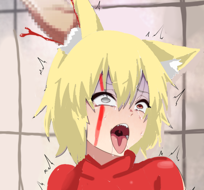 anime bare blood brain cat_ears censored_penis crying cum ear femboy fuck in kikimk leaking mouth out shoulders snuff trap