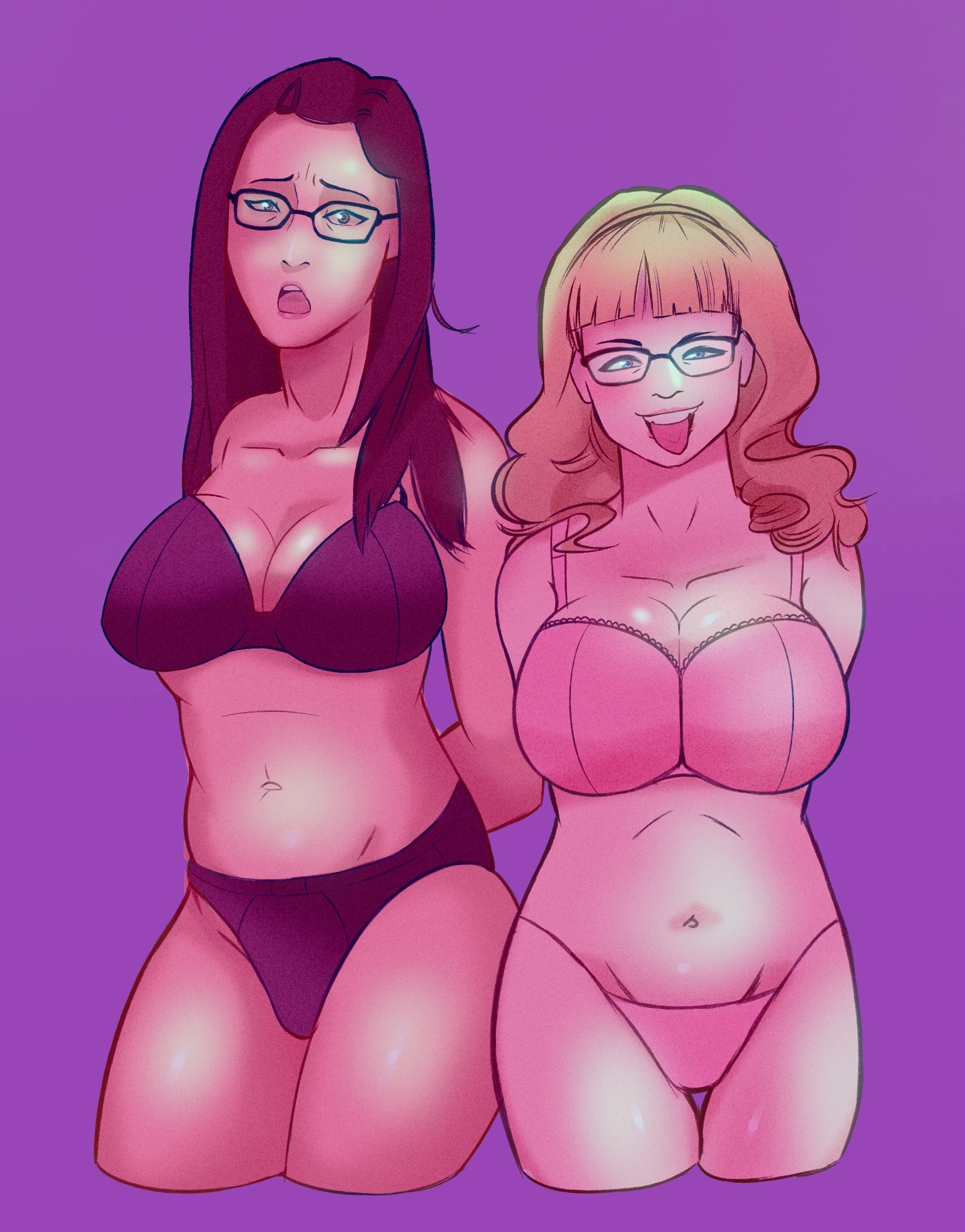amy fowler, bernadette rostenkowski-wolowitz, blonde hair, bra, breasts, brown hair, fat tits, female, glasses, huge breasts, nerd, nerdy female, panties, the big bang theory, underwear
