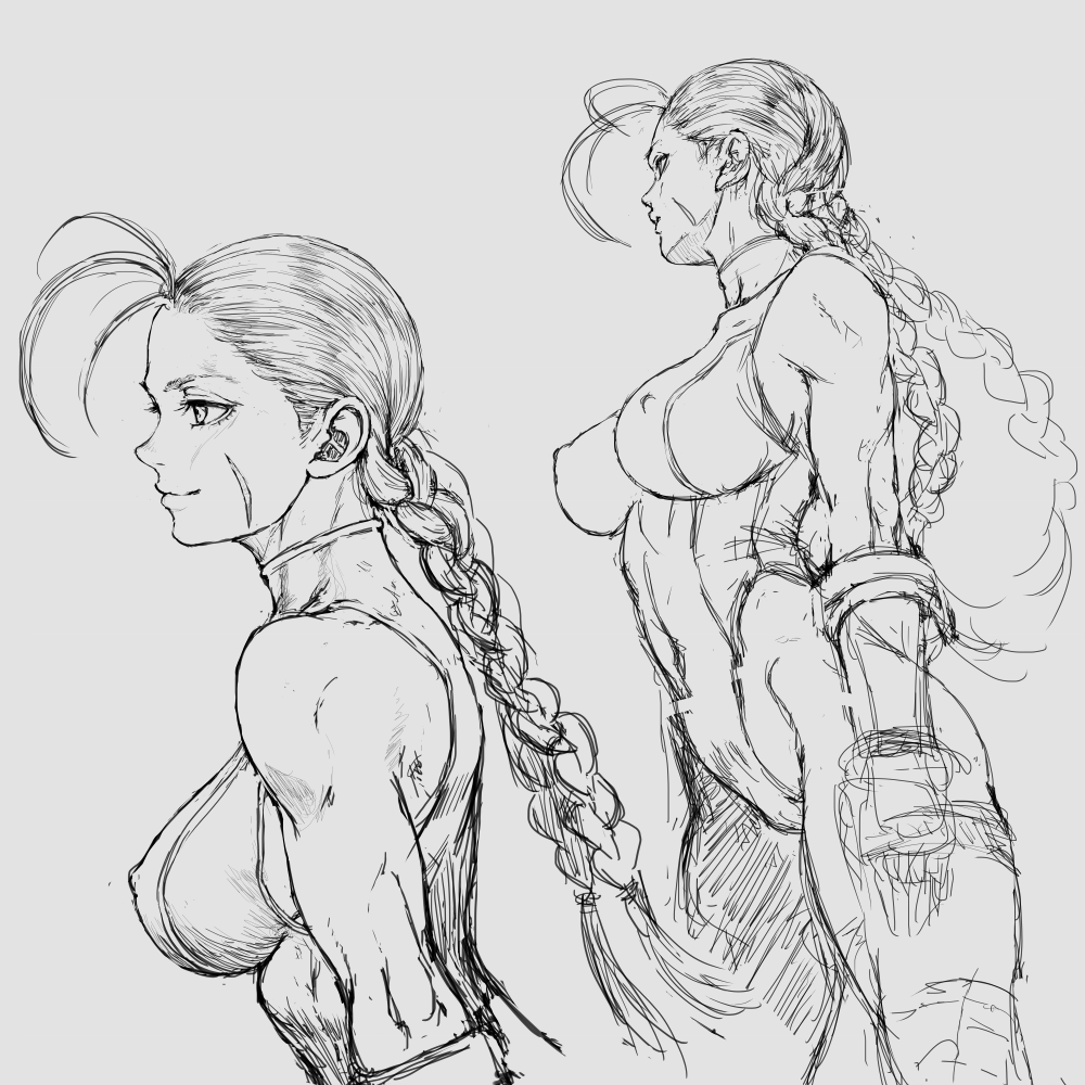 cammy_white capcom female leotard mikanntter nipples_visible_through_clothing sketch street_fighter