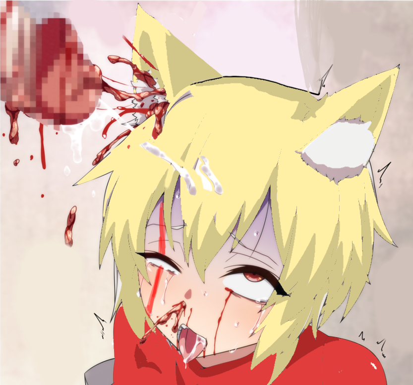 anime bare blood brain cat_ears censored_penis crying cum ear femboy fuck gore in kikimk leaking mouth out shoulders snuff trap