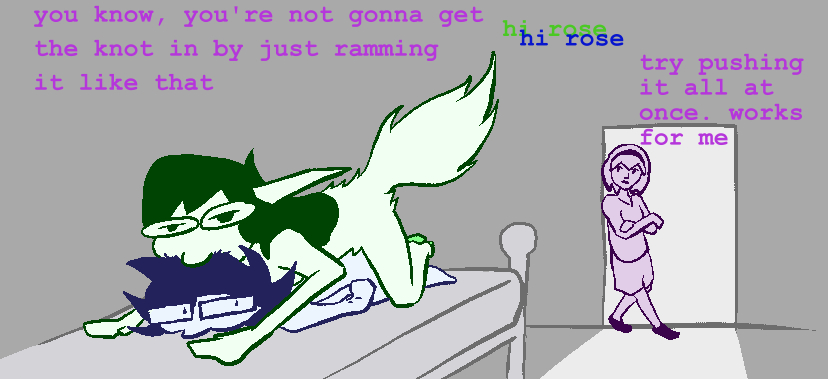 1girl, 2futas, canine penis, dog penis, futa on futa, futanari, helping, homestuck, incest, incest (lore), jade harley, june egbert, ms paint adventures, rose lalonde, sex, voyeur, watching