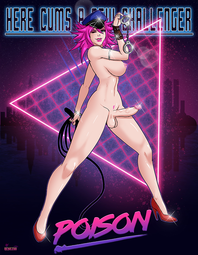 1futa, abs, areola, balls, big breasts, breasts, curvy, erect nipples, erection, final fight, fit, futa only, futanari, hat, huge breasts, intersex, large breasts, large penis, legs, muscular, muscular futa, naked footwear, naked heels, naked with shoes on, nipples, nude, penis, poison (final fight), renezuo, street fighter, street fighter v, testicles, torn clothes, underboob, whip