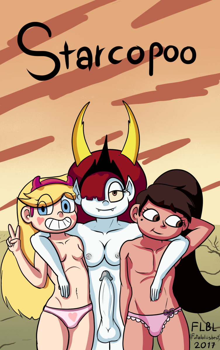 1boy, 2017, 2girls, androgynous, areola, balls, balls in panties, big penis, breasts, canon crossdressing, cleavage, comic cover, crossdressing, dark skin, dark-skinned femboy, dark-skinned male, dark-skinned sissy, dark-skinned twink, disney, female, femboy, futa on female, futa on male, futa with female, futaloliisbest, futanari, girly, hair over one eye, hekapoo, intersex, male, marco diaz, nipples, panties, penis, penis in panties, princess marco, small breasts, star butterfly, star vs the forces of evil, testicles, trap, white is bigger