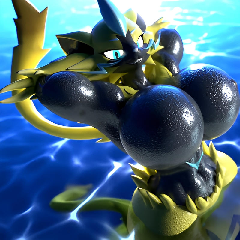 3d ai_upscaled big_breasts blue_eyes breasts female female_only nintendo nude nude_female pokemon pokemon_(species) tagme unknown_artist unknown_source warfare_zeraora water yellow_fur zeraora