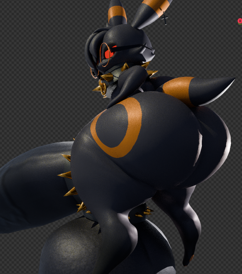 3d anthro collar eeveelution evilpenislair femboy fur furry glasses huge_balls huge_cock hung_trap hyper_penis looking_at_viewer looking_down low-angle_view massive_penis nintendo pokemon red_eyes shortstack spiked_collar taro_(evilpenislair) thick_thighs umbreon