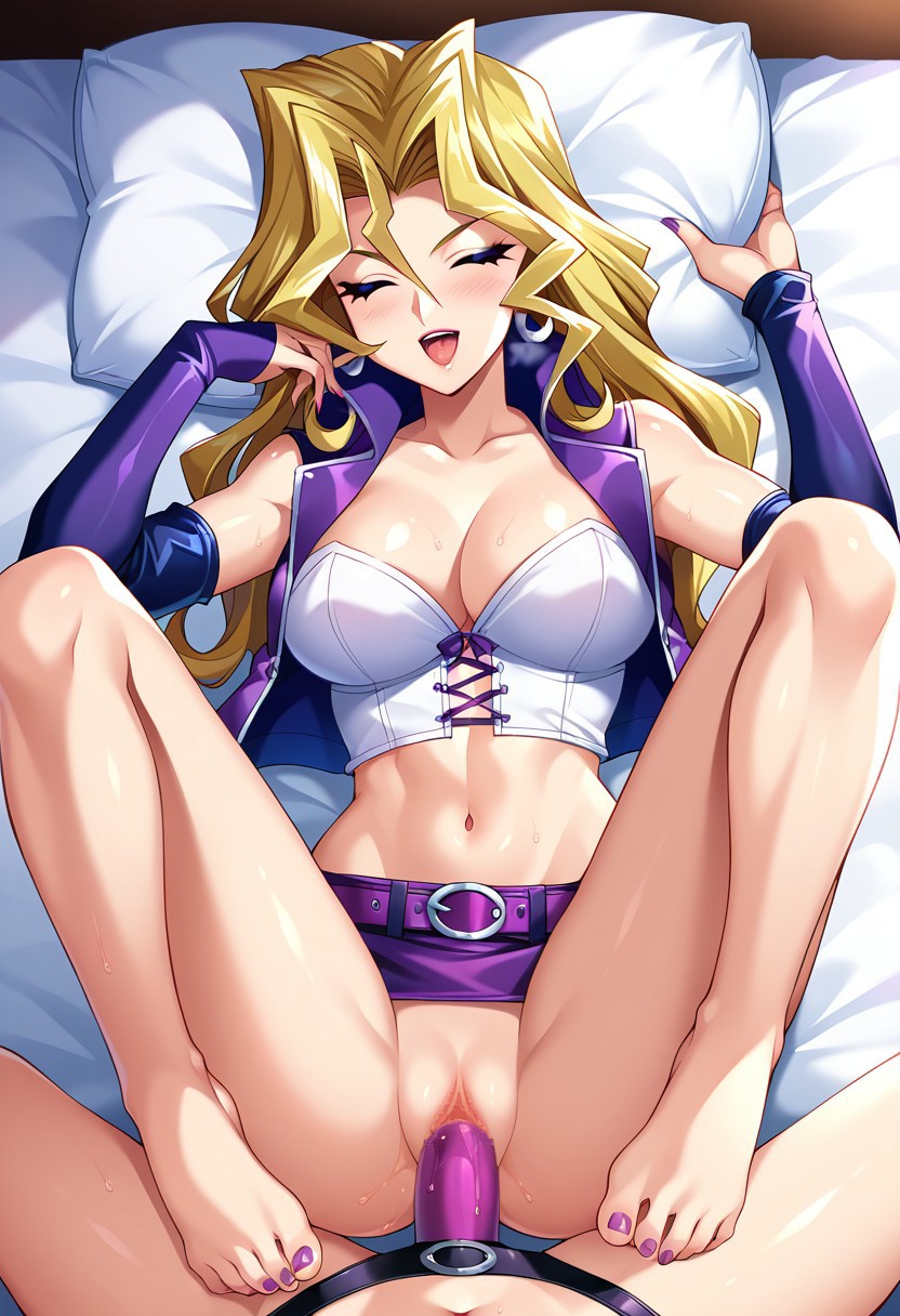 ai_generated mai_valentine missionary_position strap-on yu-gi-oh! yuri