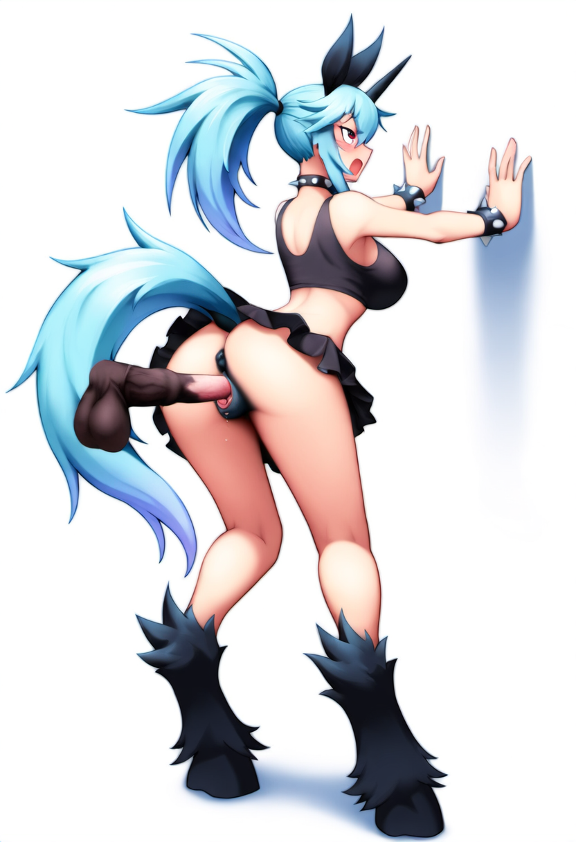 ai_generated anime_style azura_(oc) bending_forward bending_over black_crop_top black_skirt blue_hair blue_tail blush cookie-girl crop_top digitigrade disembodied_penis equid_pussy equine_genitalia equine_penis equine_pussy female female_focus goth_girl hooves horse_penis horse_pussy horsecock looking_back_at_viewer open_mouth original_character original_character:azura_(oc) penis_in_pussy pink_eyes pony_ears pony_tail ponytail presenting_anus presenting_hindquarters presenting_pussy punk_girl pussy simple_background skirt solo_female solo_focus spiked_bracelet spiked_collar unicorn_horn unicorn_humanoid vaginal_penetration vaginal_sex