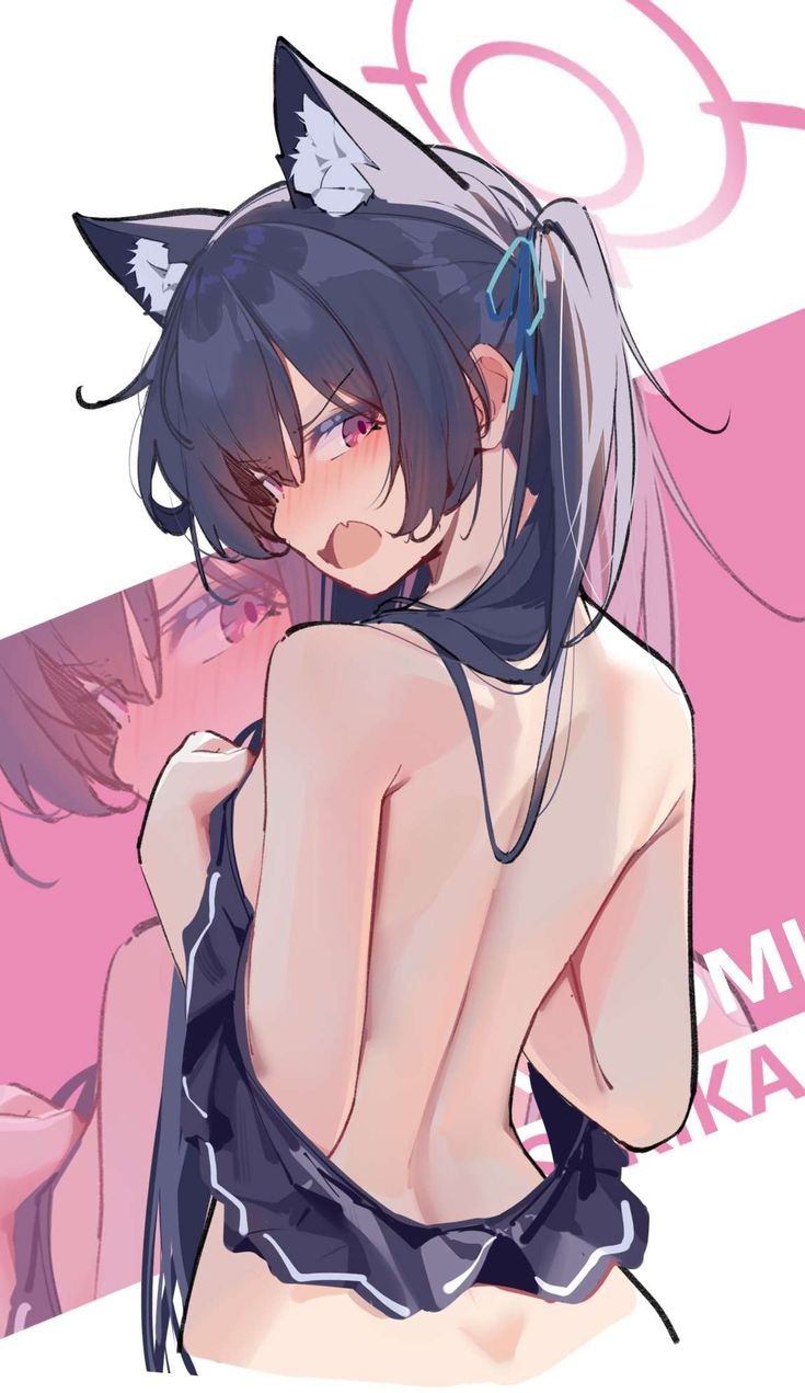 animal_ears ashamed background blue_archive censored hair mini_skirt no_panties open_mouth pink_eyes serika_(blue_archive) skirt solo