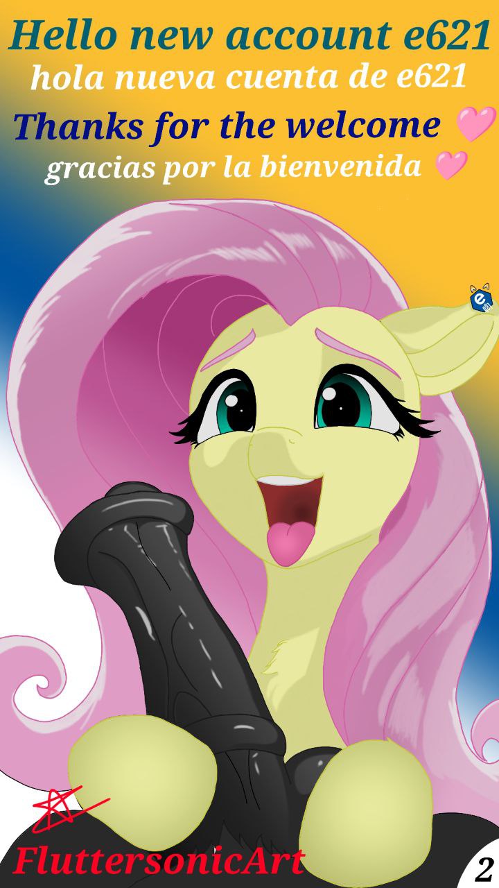 balls duo equid equine erection female feral fluttershy_(mlp) fluttersonicart friendship_is_magic fur genitals hair hasbro hi_res horse king_sombra_(mlp) male male/female mammal my_little_pony open_mouth penis pink_hair pony sex smile text yellow_body