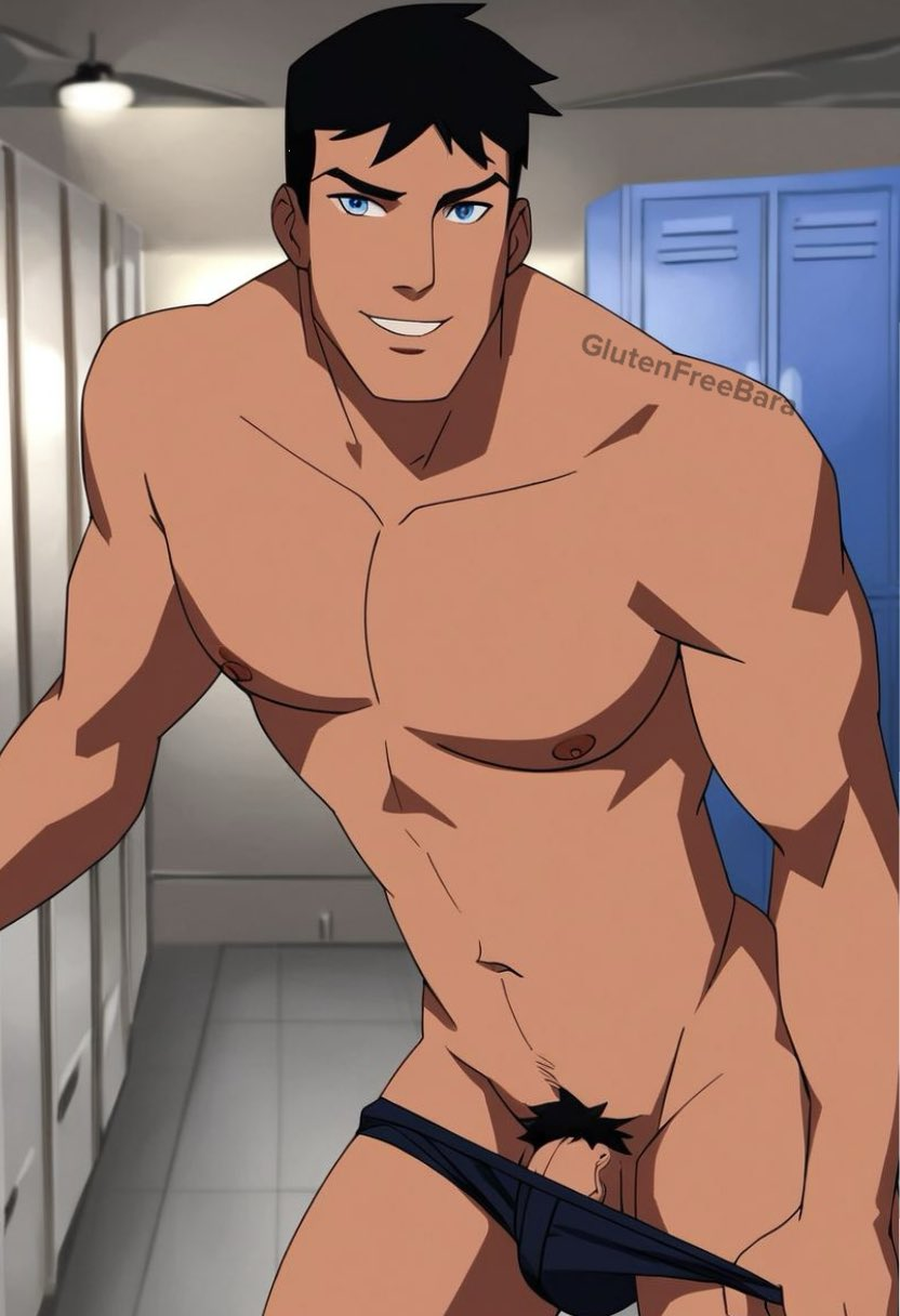 ai_generated bulge conner_kent dc dc_comics glutenfree_bara male_only male_pubic_hair penis superboy superboy_(young_justice) superman_(series) underwear young_justice