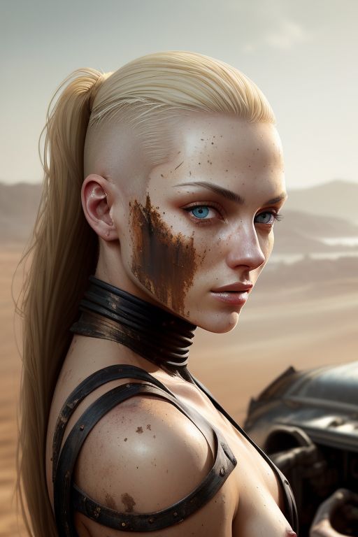 ai_generated apocalypse breasts dirty mad_max mad_max:_fury_road sand sexy_pose vagina wasteland