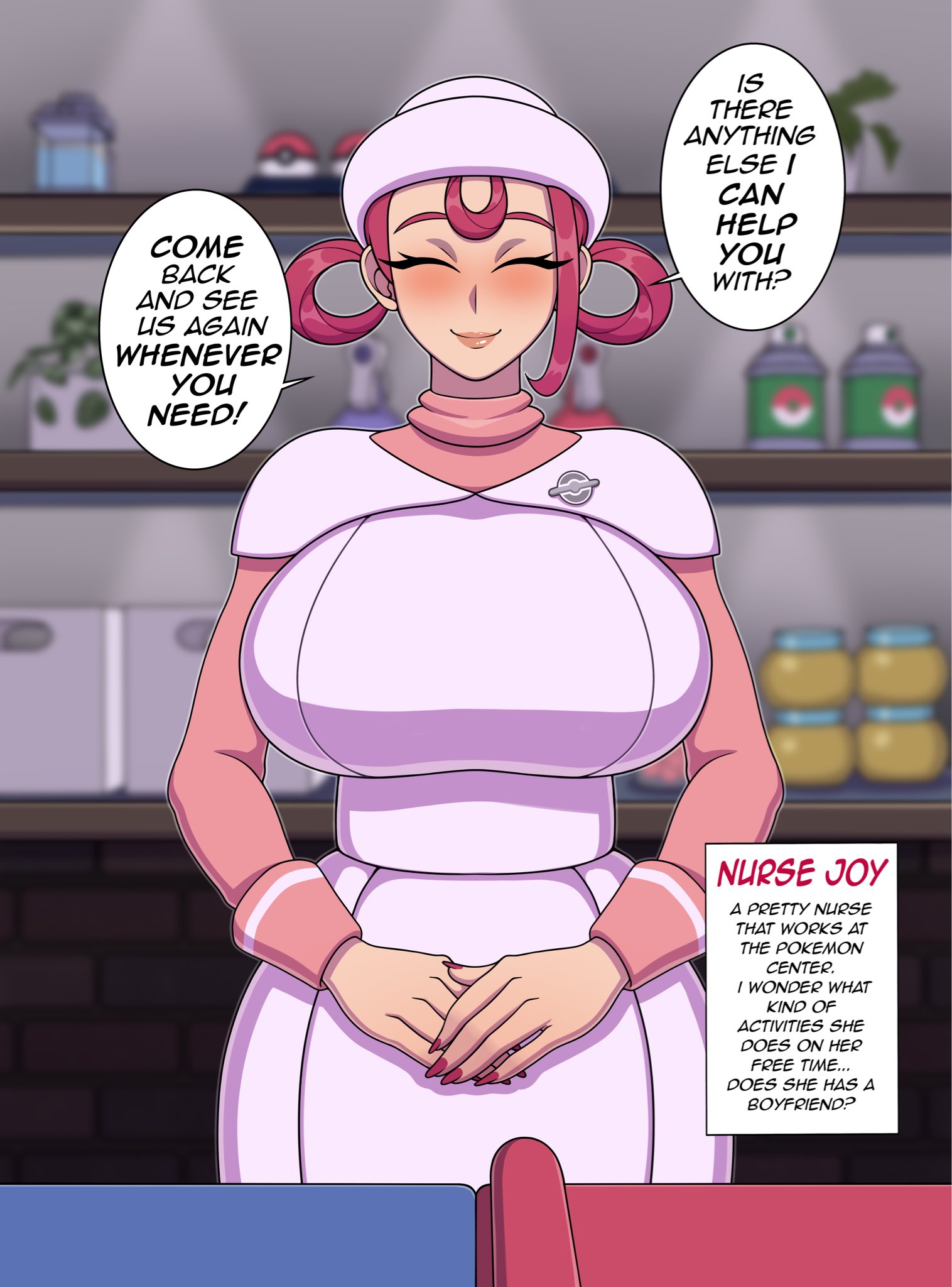 1girls, big ass, big breasts, big thighs, breasts, closed eyes smile, curvaceous, curvy, curvy figure, davespinup, digital media (artwork), female, game freak, hips, hourglass figure, huge ass, huge breasts, huge thighs, joi (pokemon legends: z-a), joi (pokemon), large ass, large breasts, large thighs, legs, light skin, light-skinned female, mature, mature female, nail polish, nintendo, nurse joy, nurse joy (pokemon legends: z-a), pink nails, pokemon, pokemon legends: z-a, slim waist, thick, thick hips, thick legs, thick thighs, thighs, voluptuous, waist, wide hips, wide thighs