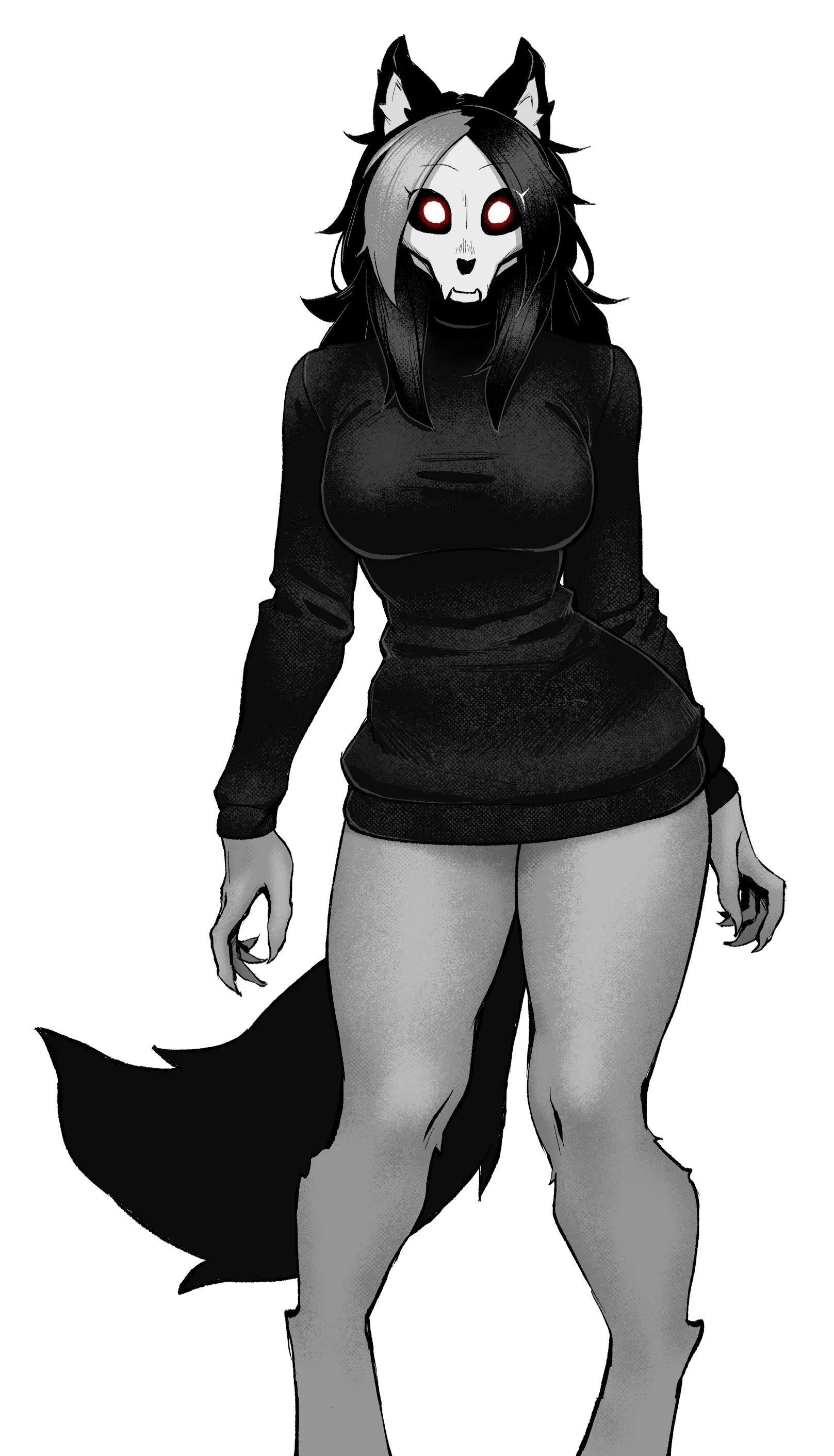 1girls, anthro, big breasts, black hair, breasts, canine, ears, female, furry, huge breasts, long hair, looking at viewer, mal0, malo, red eyes, scp foundation, scp-1471, scp-1471-a, scp-1471-a (mal0vent), skull, skull head, solo, tagme, tail, thick thighs, wide hips, wolf, wolf girl, zoidberg656