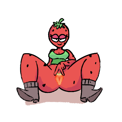 anthro breasts drupe food fruit masturbation ok_k.o.!_let's_be_heroes presenting pussy strawberry