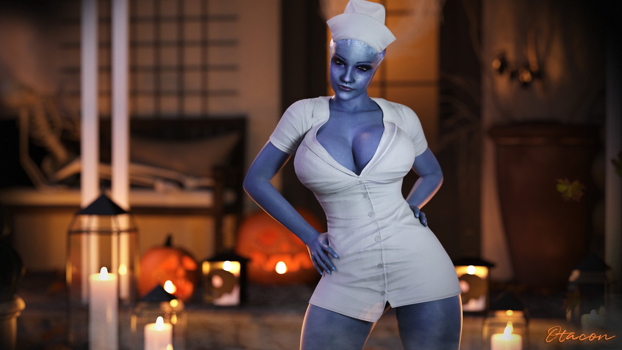 1girls, 3d, alien, alien girl, alien humanoid, asari, big breasts, bioware, blue body, blue skin, blue-skinned female, breasts, bust, busty, chest, curvaceous, curvy, curvy figure, electronic arts, female, hair tentacles, halloween, halloween costume, hips, hourglass figure, huge ass, huge breasts, humanoid, large ass, large breasts, legs, liara t'soni, mass effect, mature, mature female, nurse, nurse cap, nurse outfit, nurse uniform, otacon212, slim waist, tentacle hair, thick, thick hips, thick legs, thick thighs, thighs, voluptuous, voluptuous female, waist, wide hips